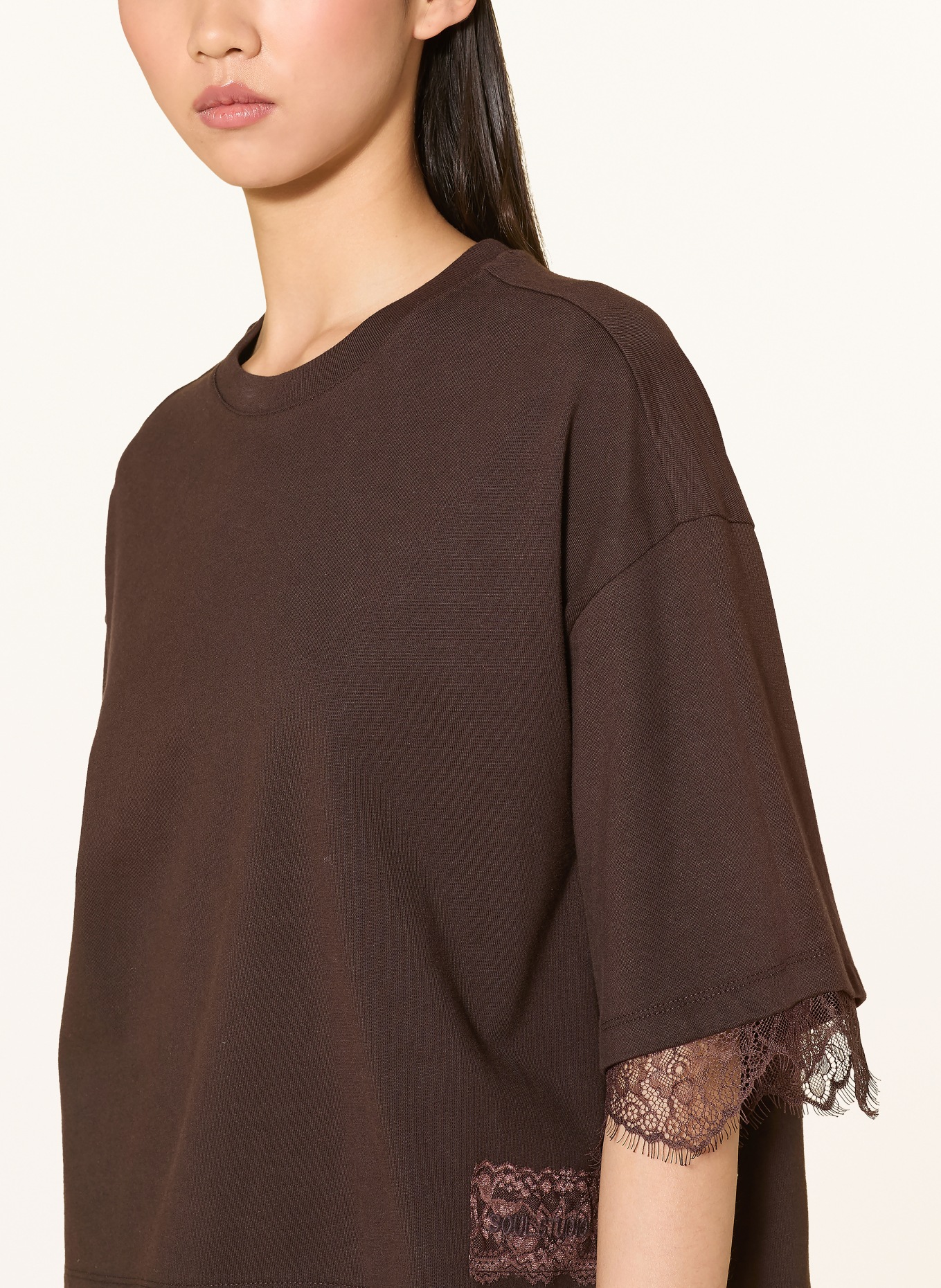 Smith & Soul Tricou cu dantelă: MARO ÎNCHIS