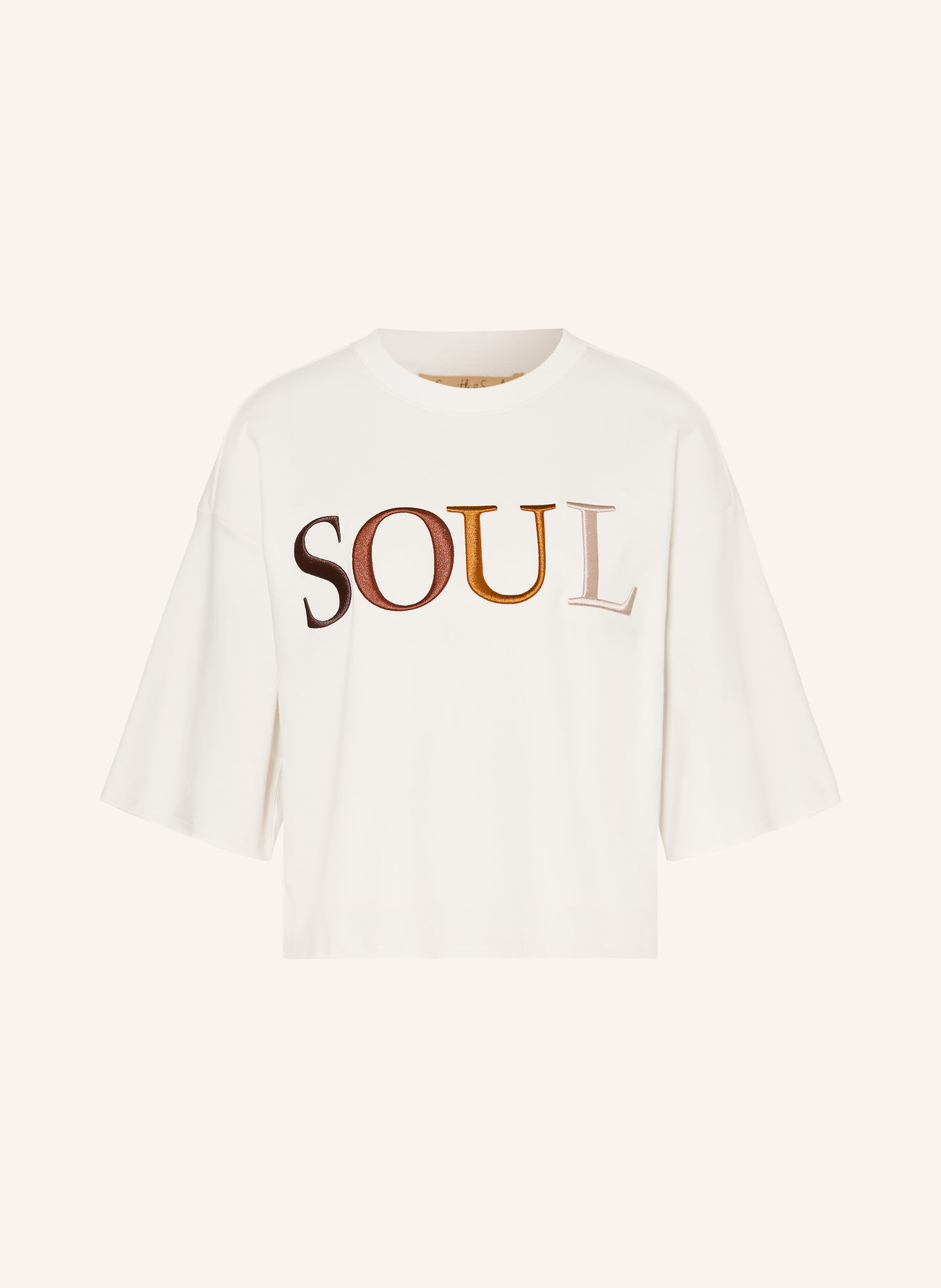 Smith & Soul Sweatshirt mit 3/4-Arm: ECRU / DUNKELBRAUN