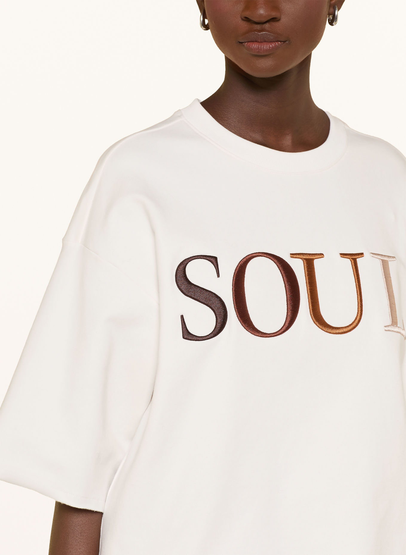 Smith & Soul Sweatshirt mit 3/4-Arm: ECRU / DUNKELBRAUN
