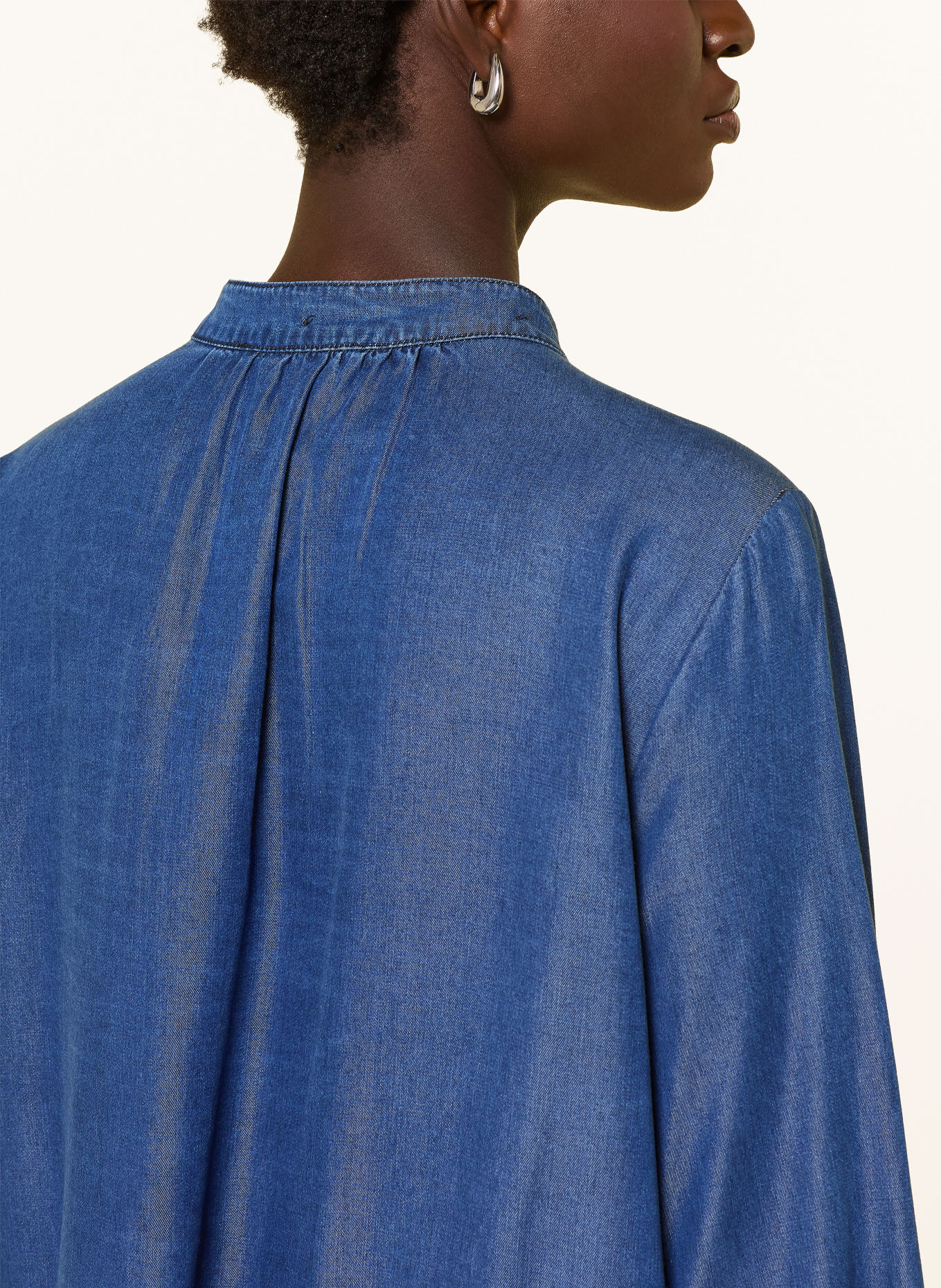 Smith & Soul Bluse i jeanslook med aftagelig sløjfe: MØRKEBLÅ