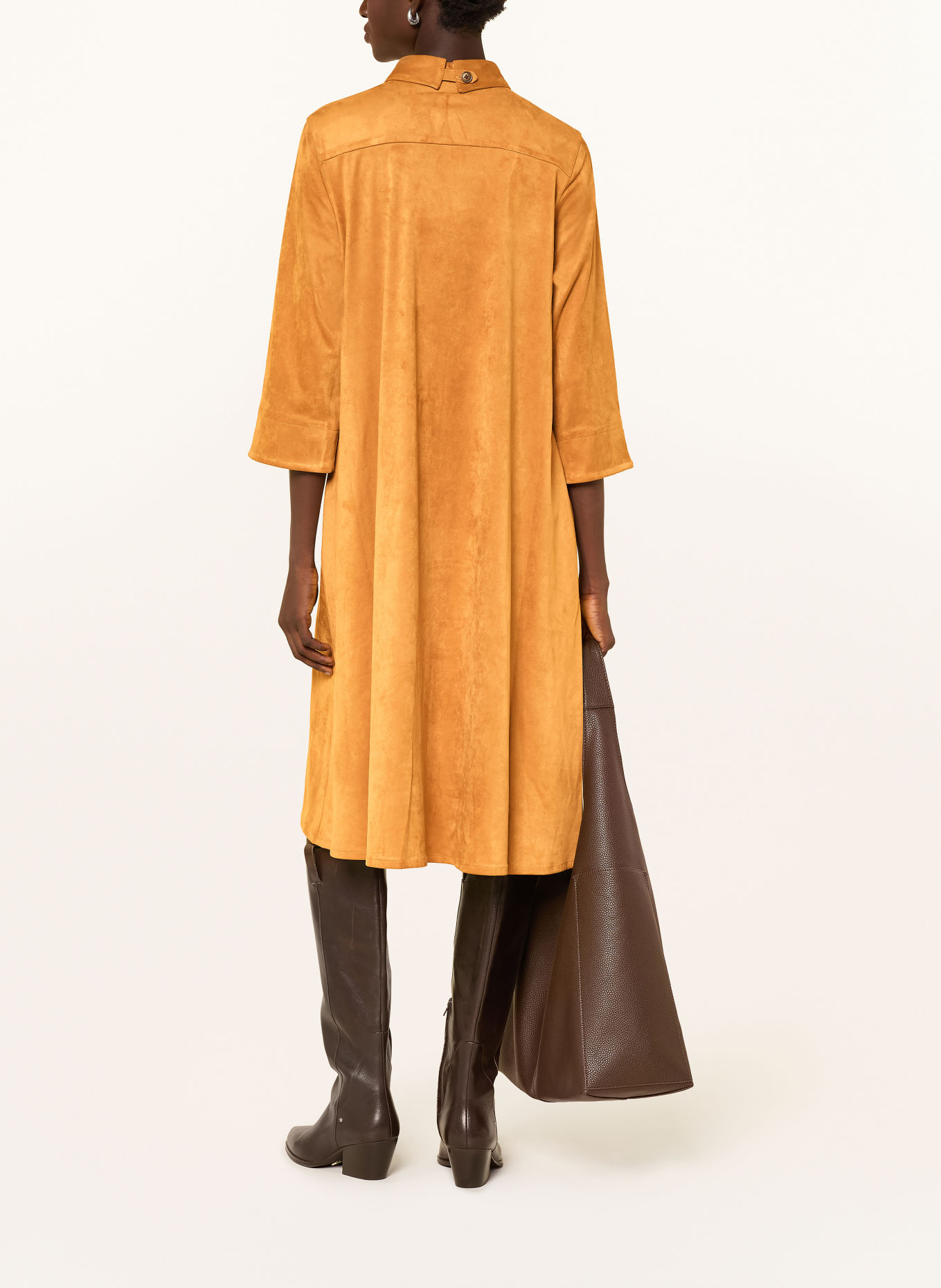 Smith & Soul Hemdblusenkleid in Lederoptik mit 3/4-Arm: COGNAC