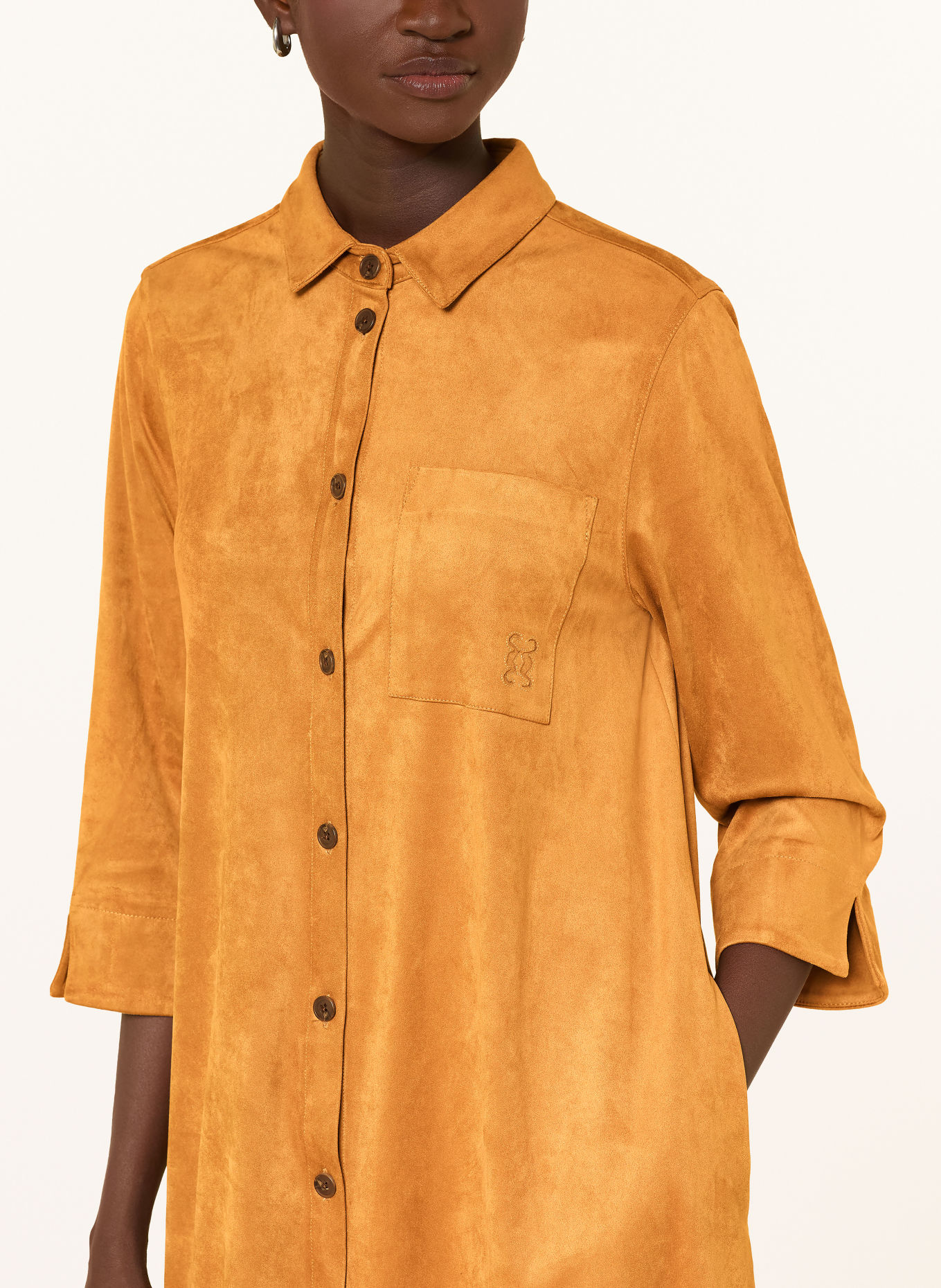 Smith & Soul Hemdblusenkleid in Lederoptik mit 3/4-Arm: COGNAC