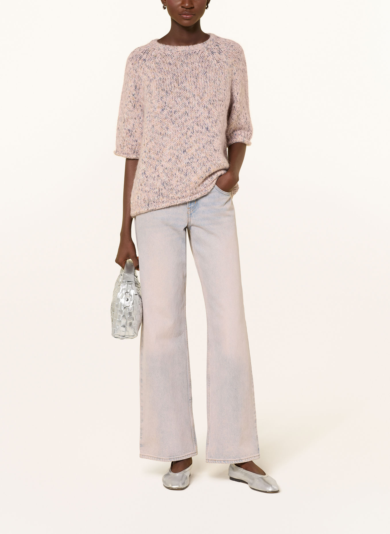 Smith & Soul Strickshirt mit Glitzergarn: ROSÉ / BEIGE / DUNKELBLAU