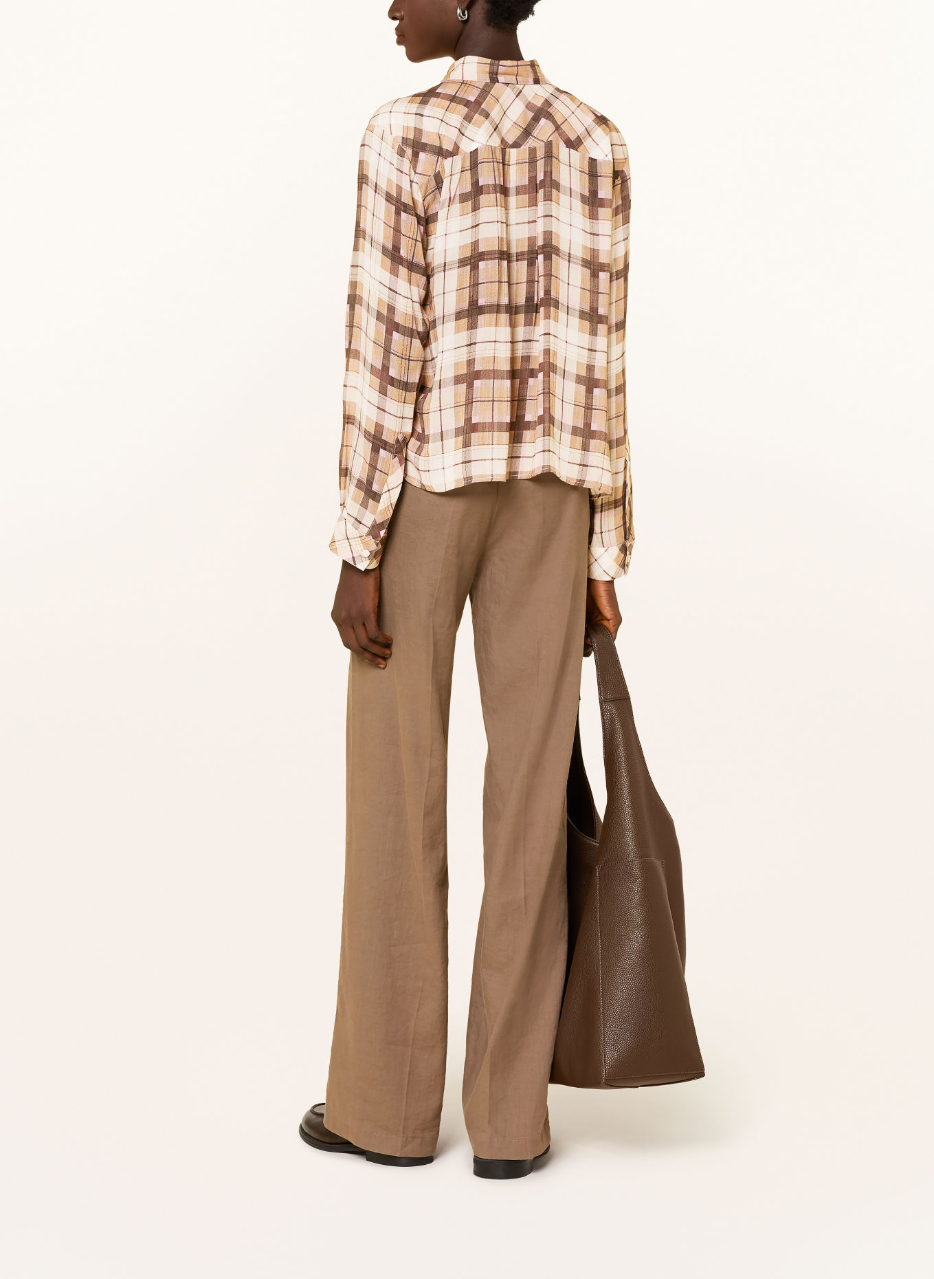 Smith & Soul Overhemdblouse: BRUIN / CRÈME / ROZE