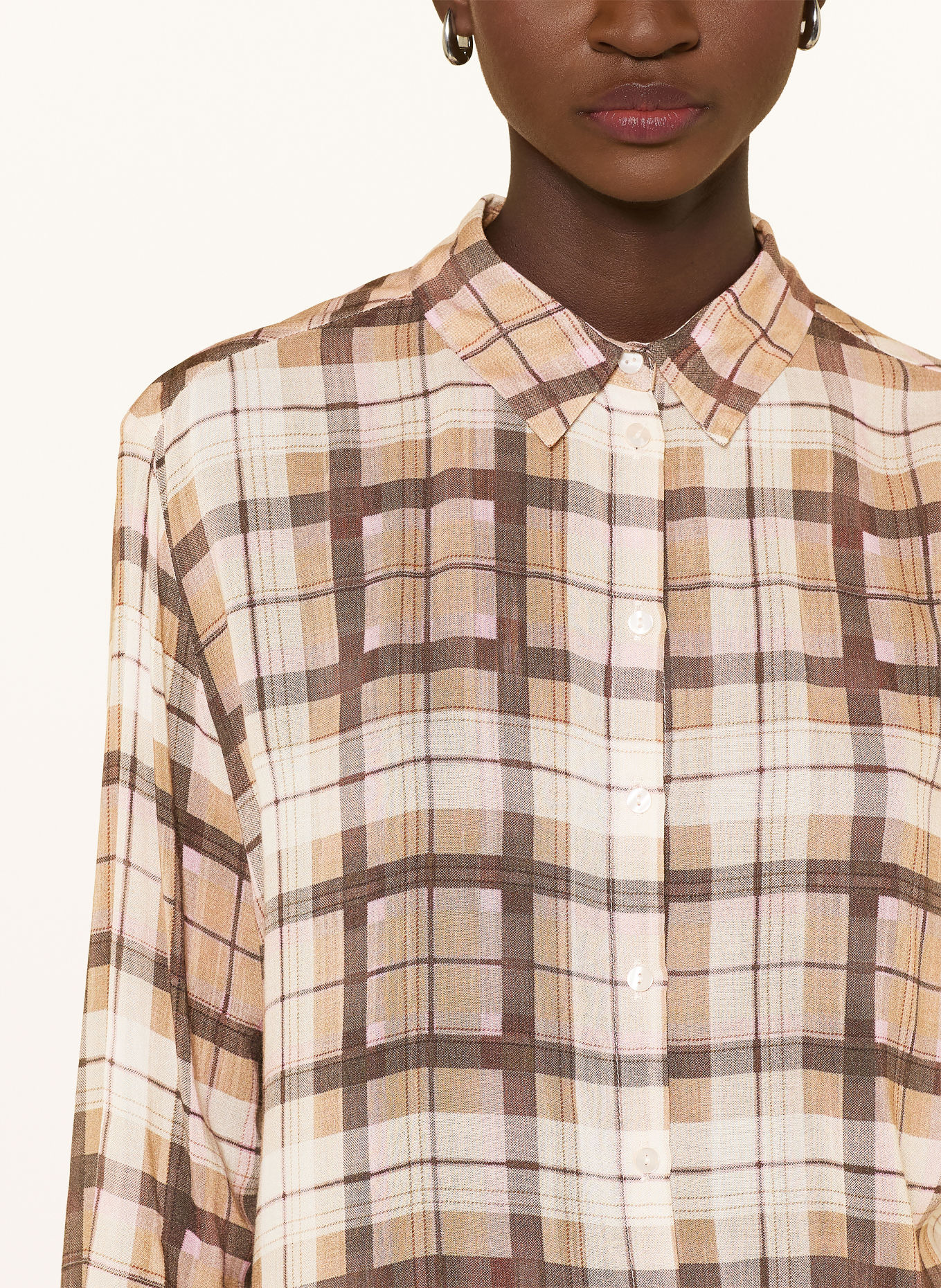 Smith & Soul Overhemdblouse: BRUIN / CRÈME / ROZE
