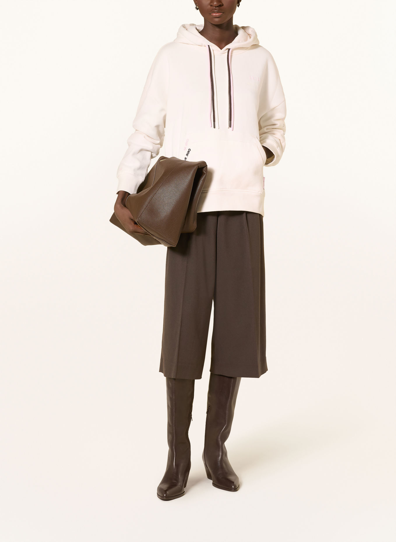 Smith & Soul Oversized-Hoodie: ECRU / DUNKELBRAUN / ROSA