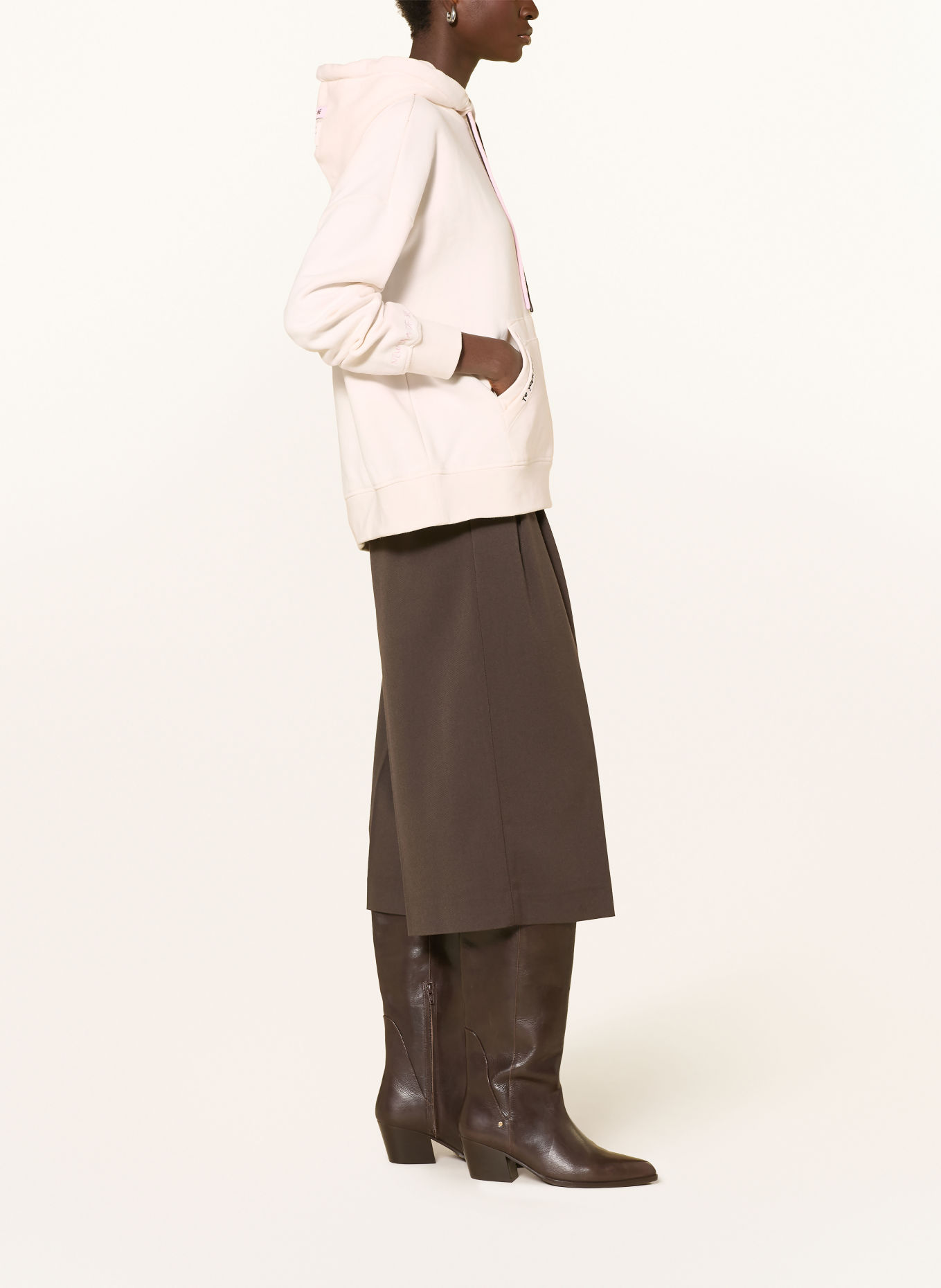 Smith & Soul Oversized-Hoodie: ECRU / DUNKELBRAUN / ROSA