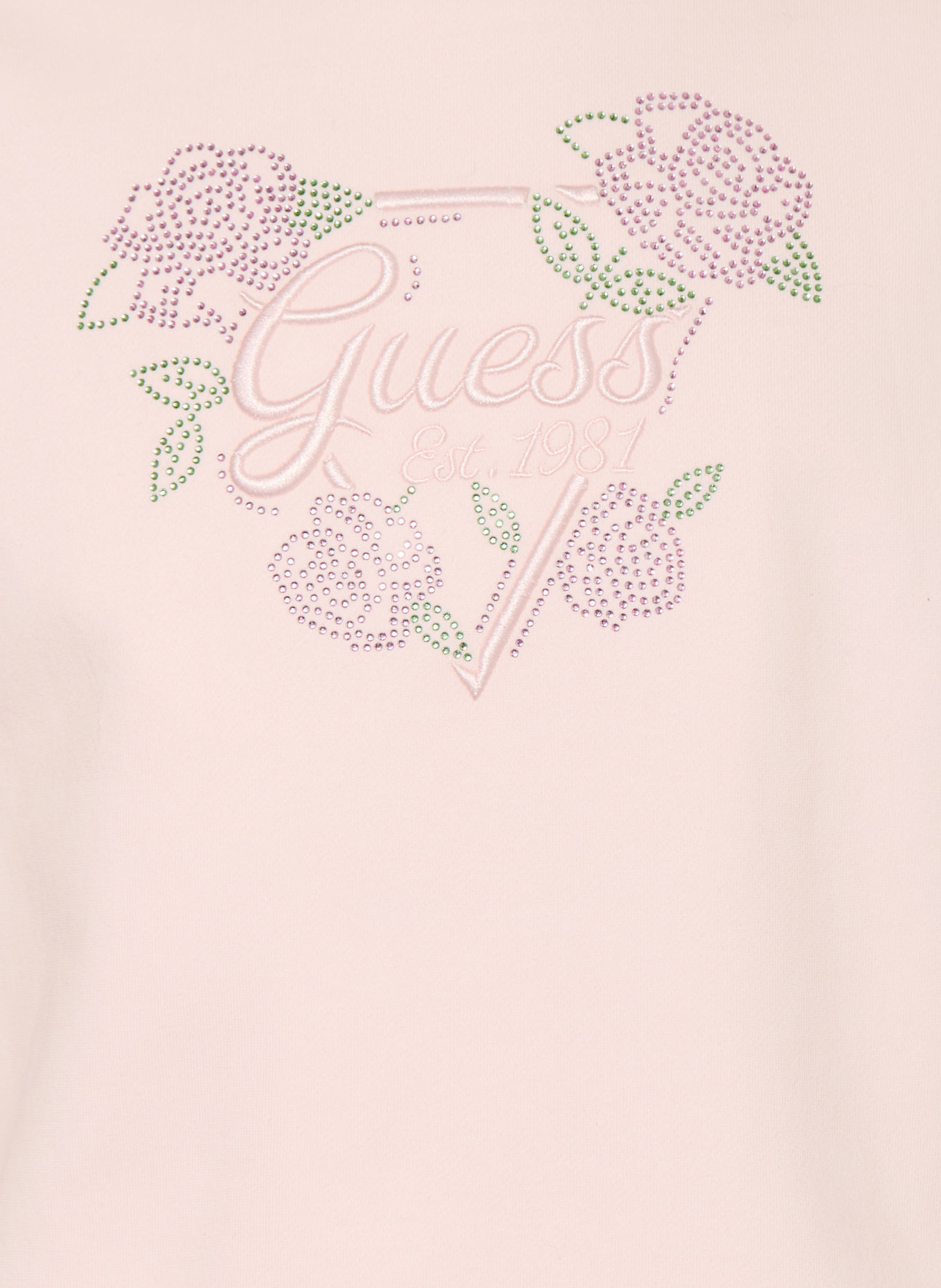 GUESS Sweatshirt with Rhinestones: LIGHT PINK / GREEN