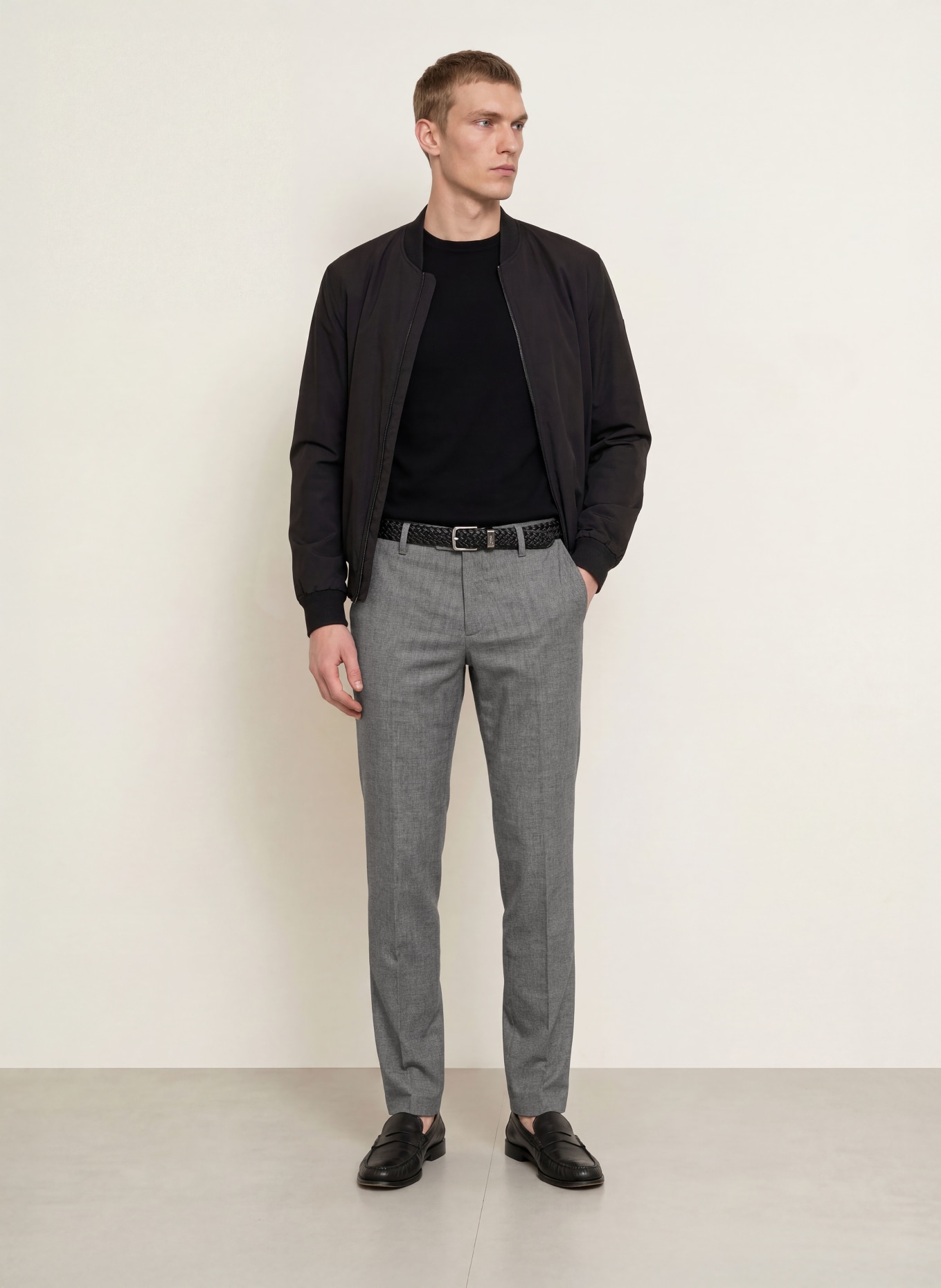 ALBERTO ROB Slim Fit Chinos: DARK GRAY / LIGHT GRAY