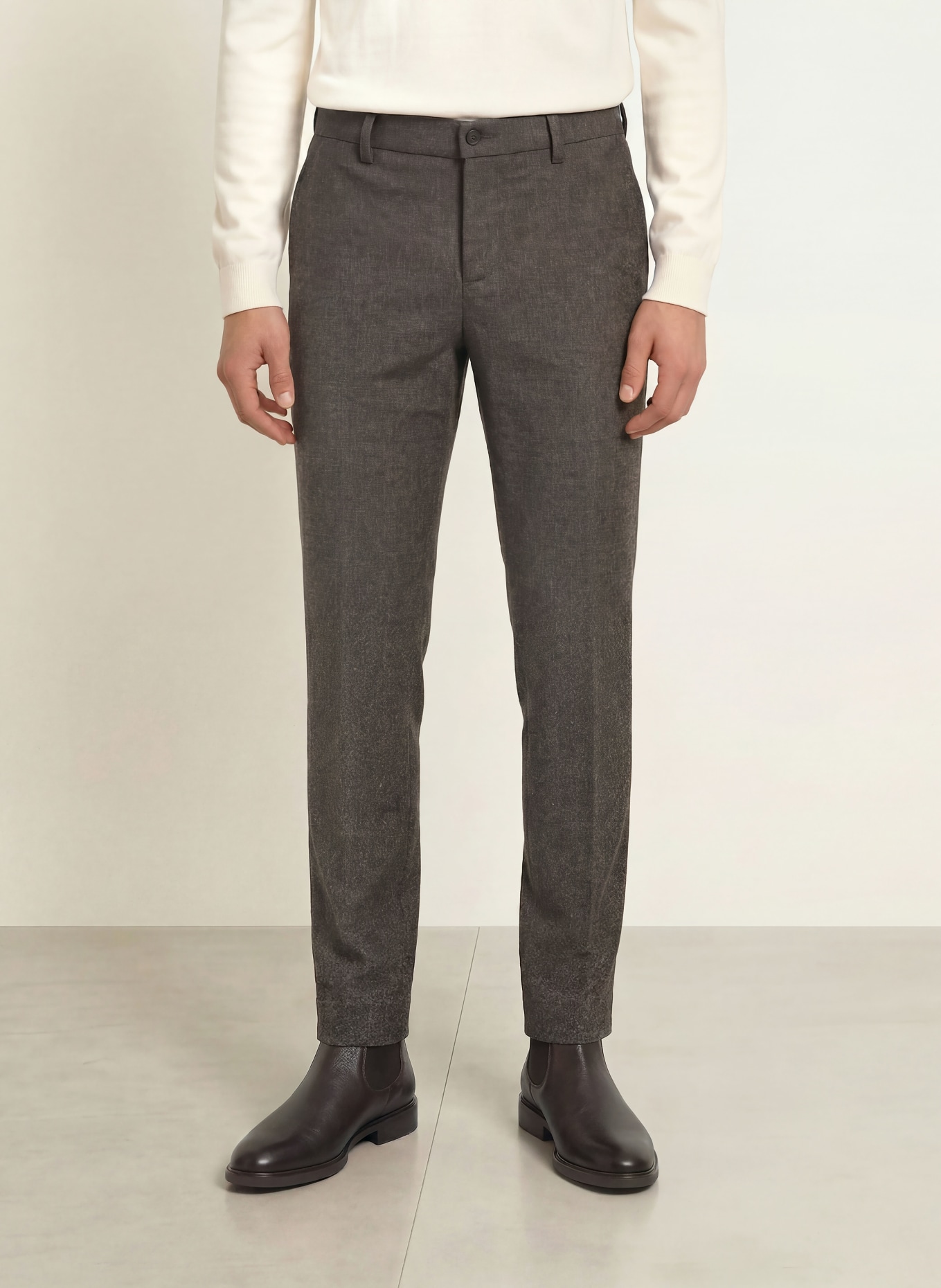 ALBERTO Flanellhose LOU Regular Fit: DUNKELBRAUN / BRAUN / ECRU