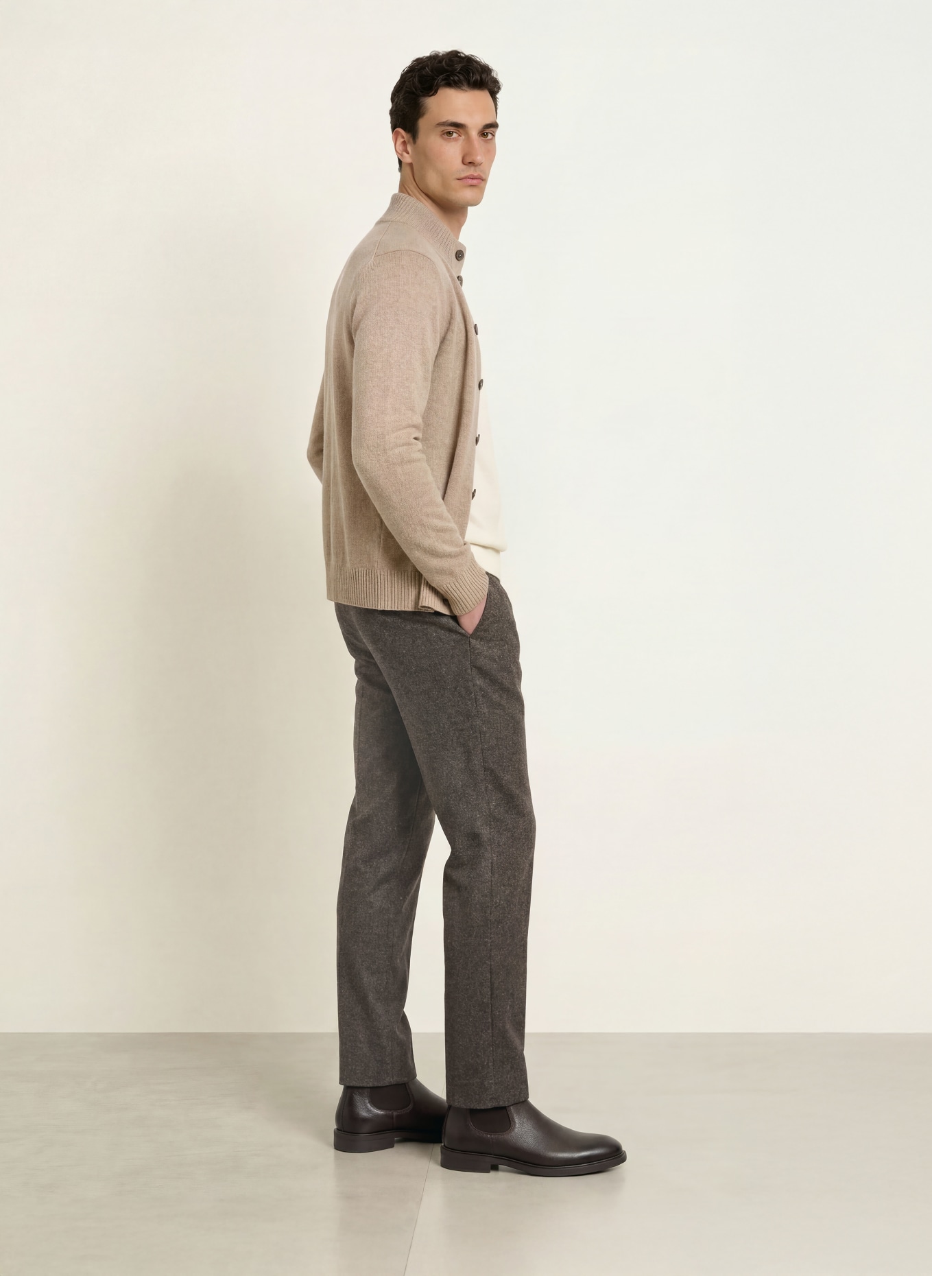 ALBERTO Flanellhose LOU Regular Fit: DUNKELBRAUN / BRAUN / ECRU