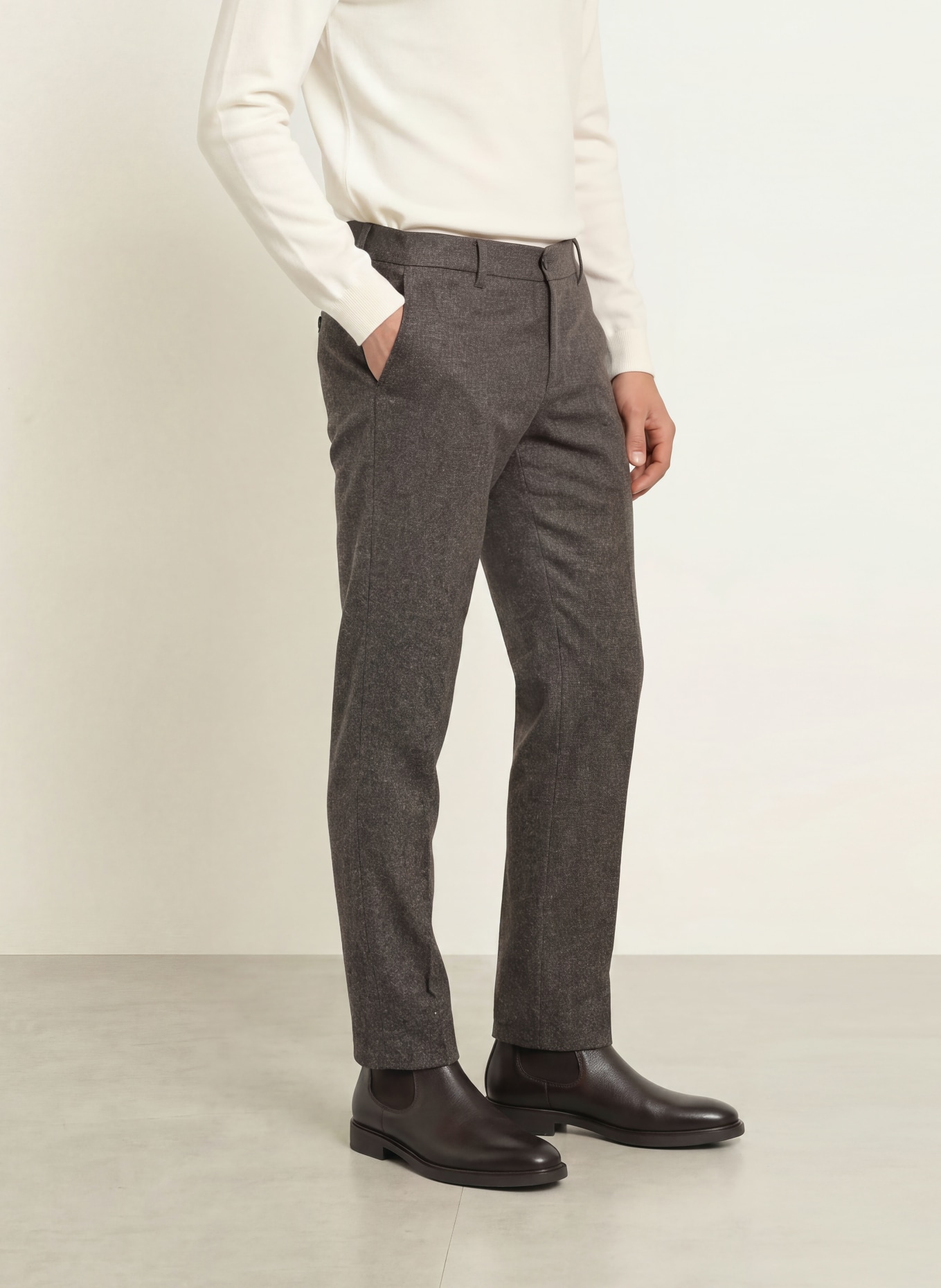 ALBERTO Flanellhose LOU Regular Fit: DUNKELBRAUN / BRAUN / ECRU