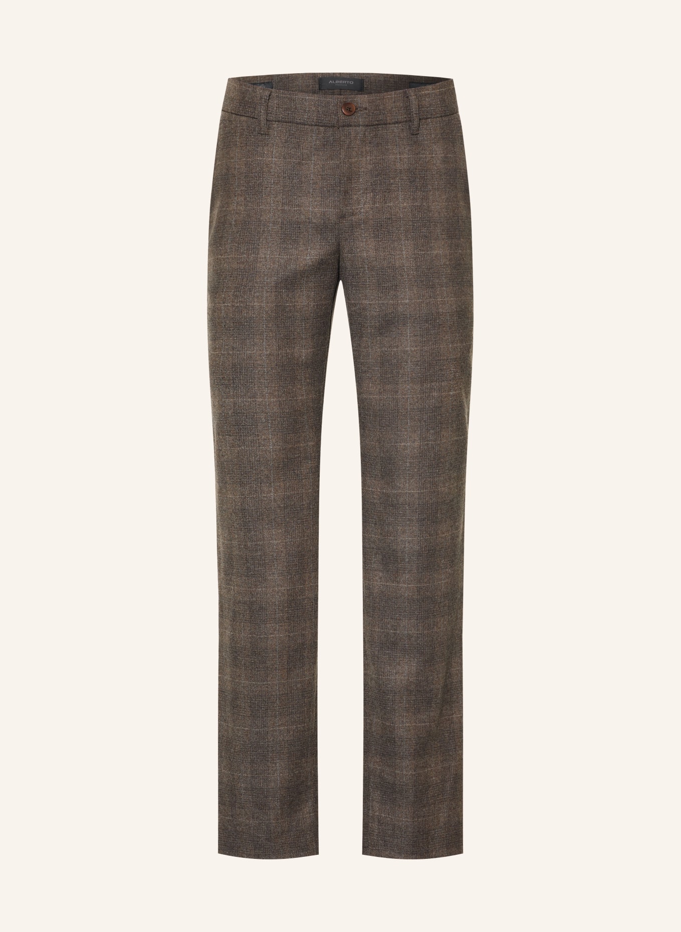 ALBERTO LOU-JGU Regular Fit Flannel Pants: DARK BROWN / BROWN / ECRU