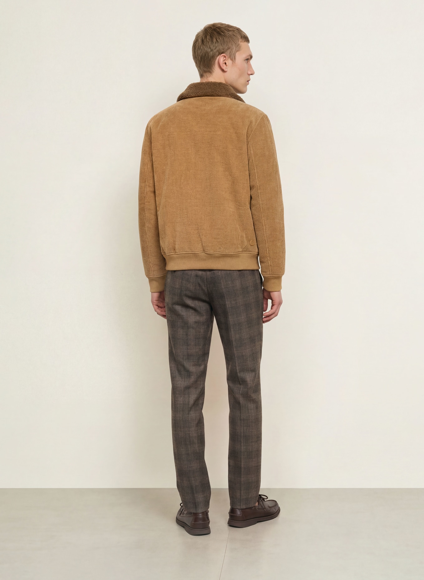 ALBERTO LOU-JGU Regular Fit Flannel Pants: DARK BROWN / BROWN / ECRU