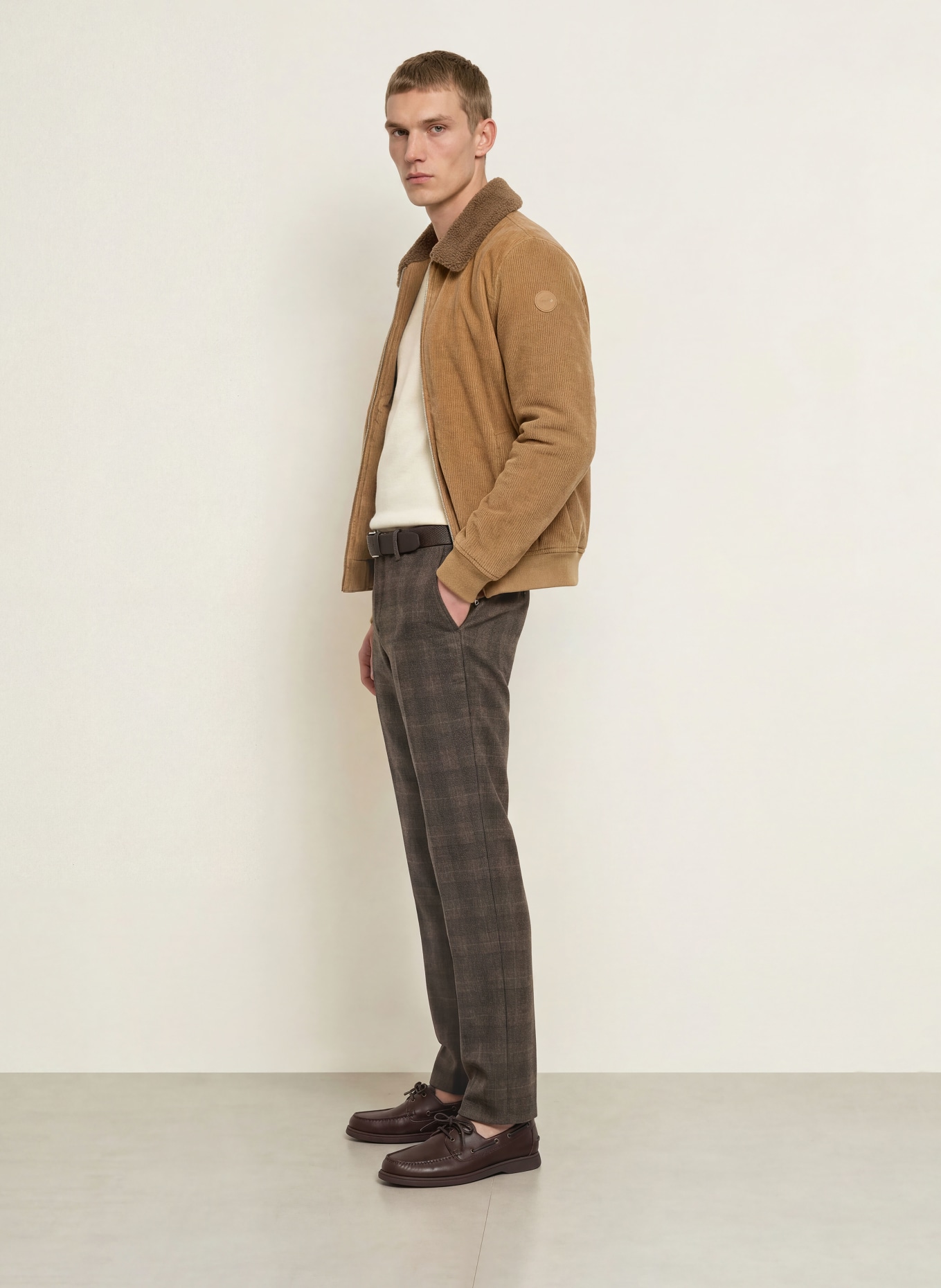 ALBERTO LOU-JGU Regular Fit Flannel Pants: DARK BROWN / BROWN / ECRU