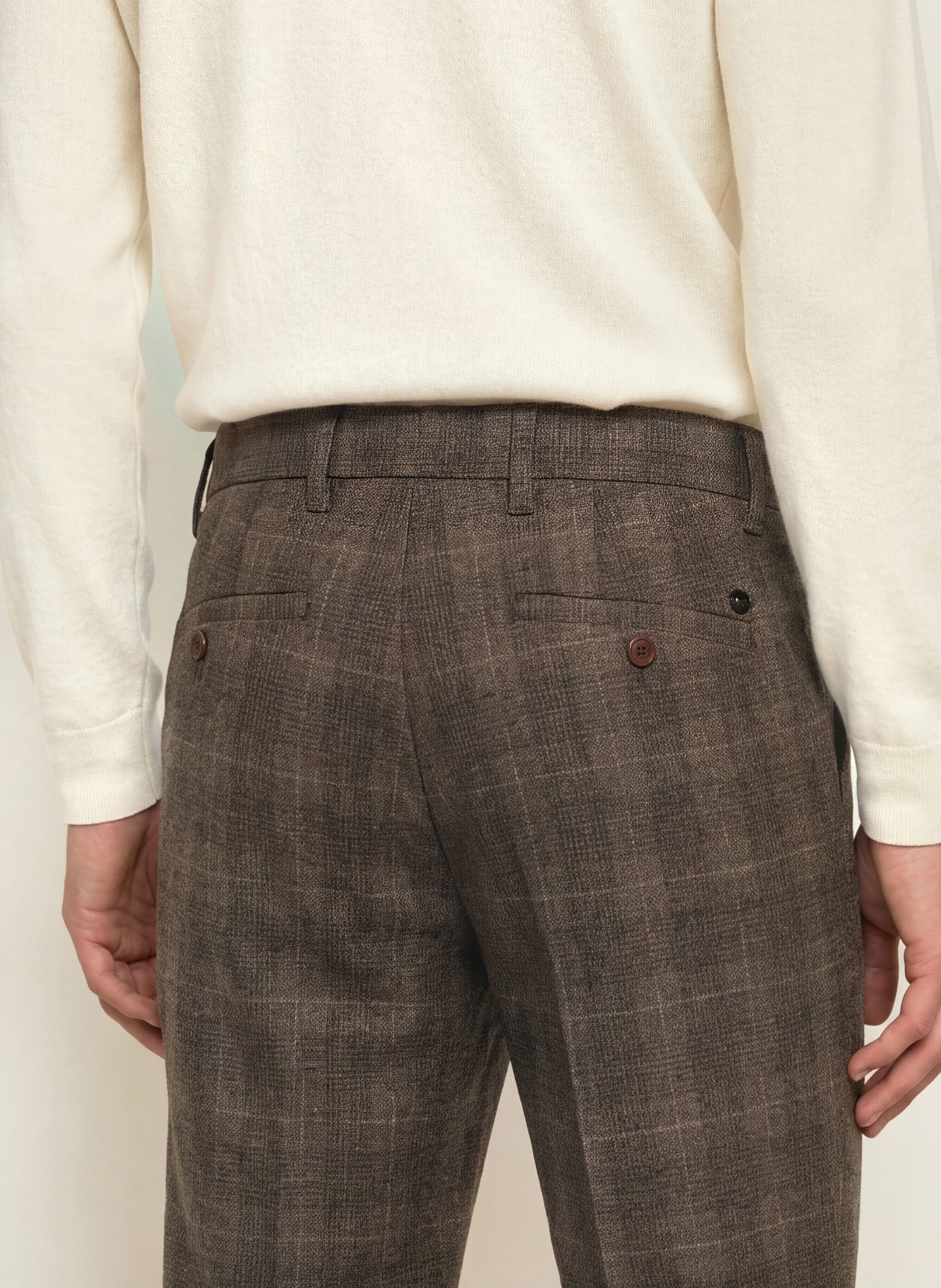 ALBERTO LOU-JGU Regular Fit Flannel Pants: DARK BROWN / BROWN / ECRU