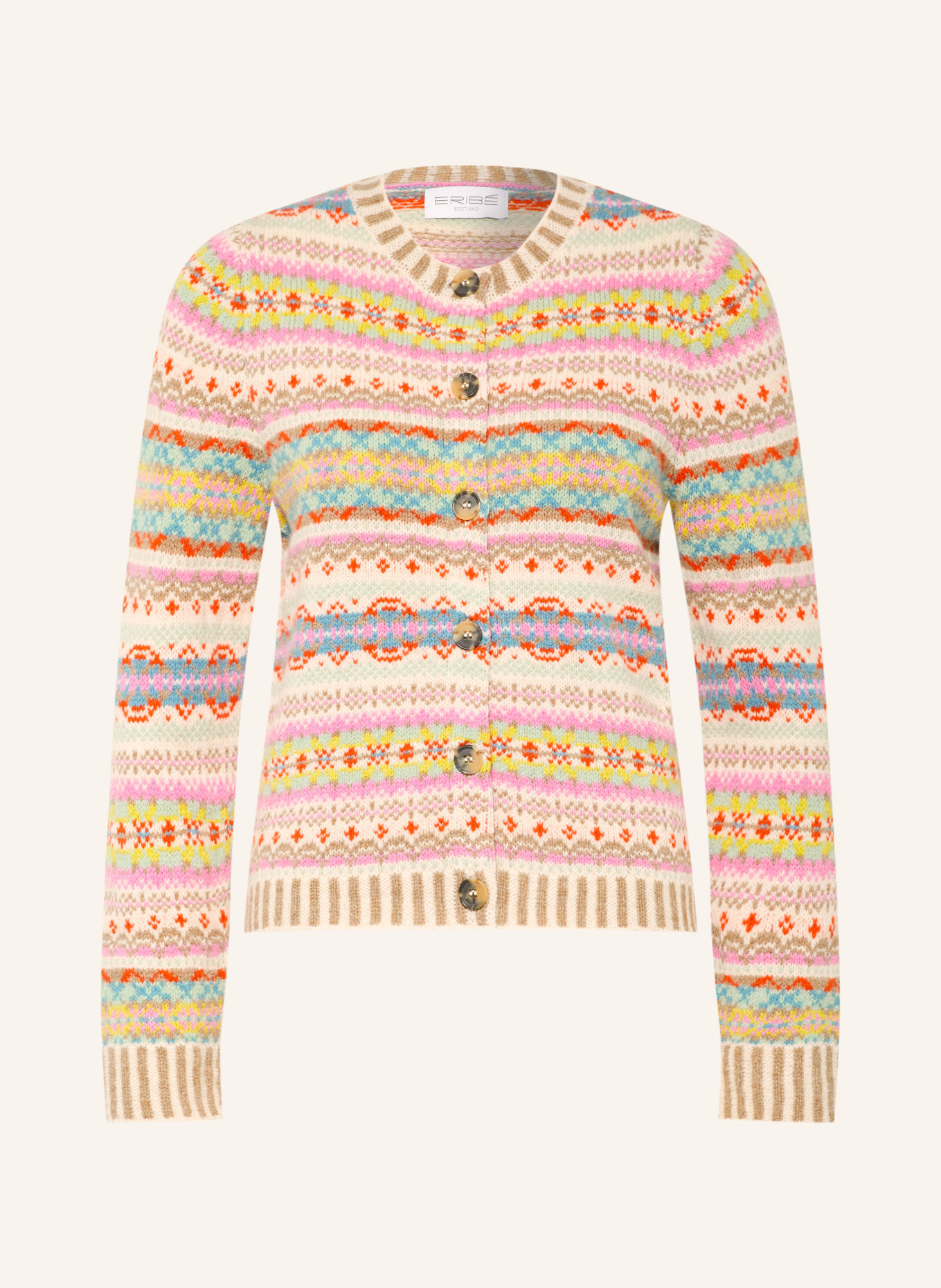 ERIBÉ Strickjacke KINOROSS: CREME / ROSA / ORANGE