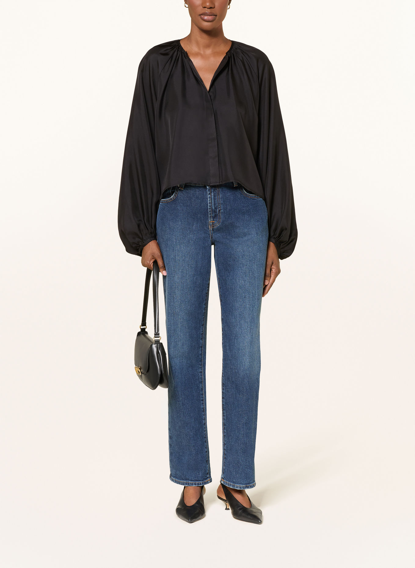 lilienfels Blouse en satin de soie: NOIR