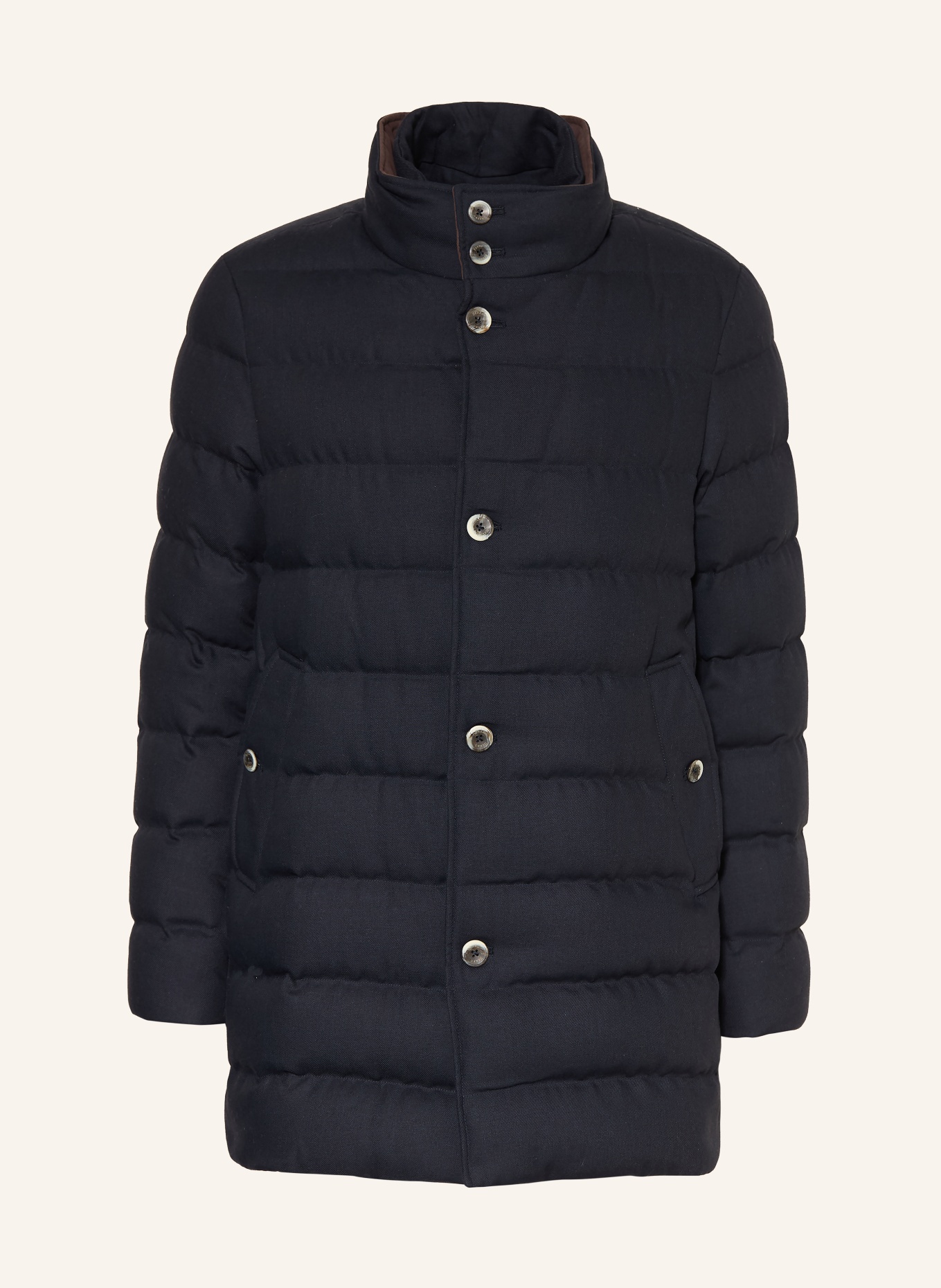 HERNO Down jacket with removable collar: DARK BLUE