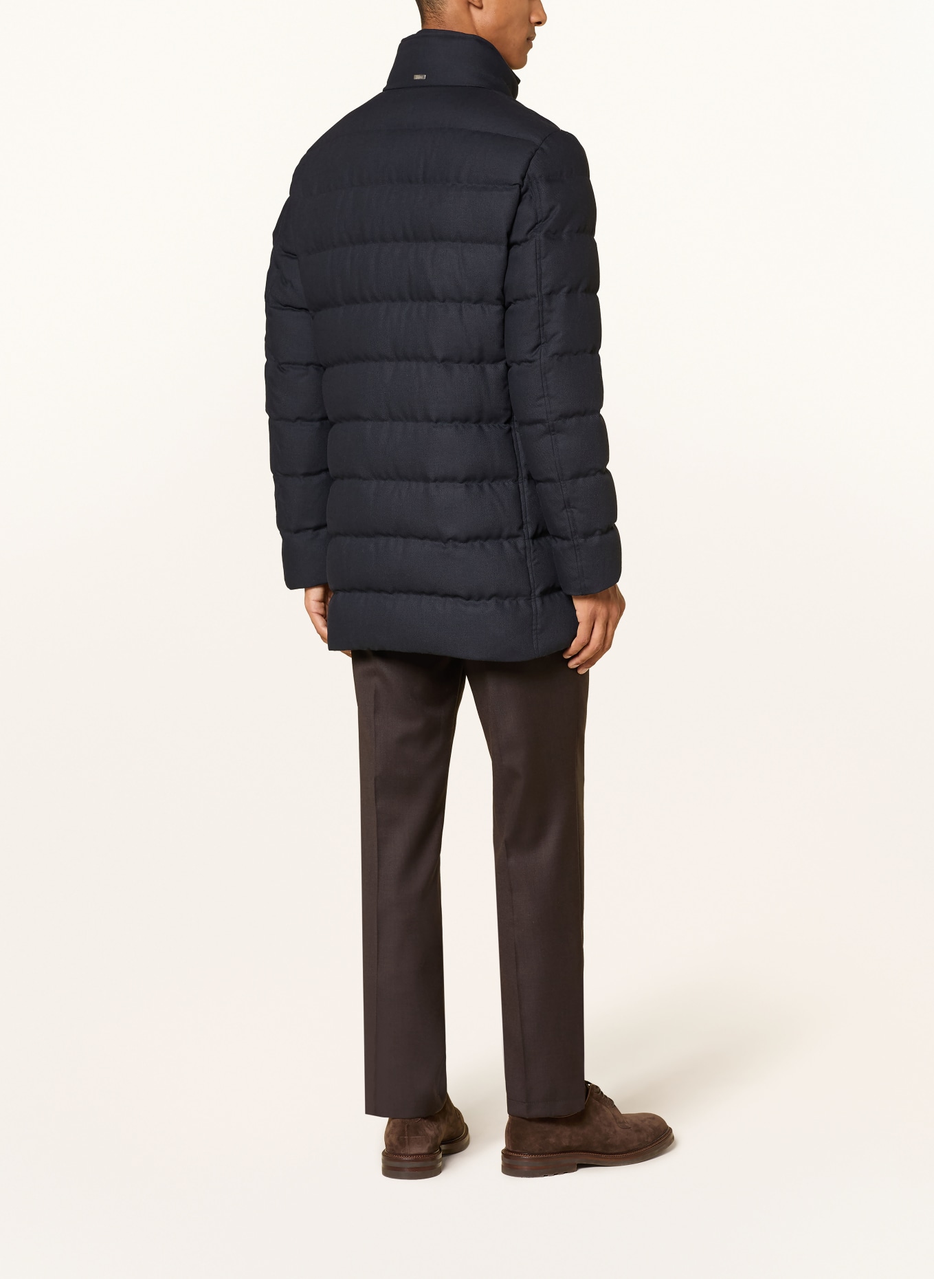 HERNO Down jacket with removable collar: DARK BLUE