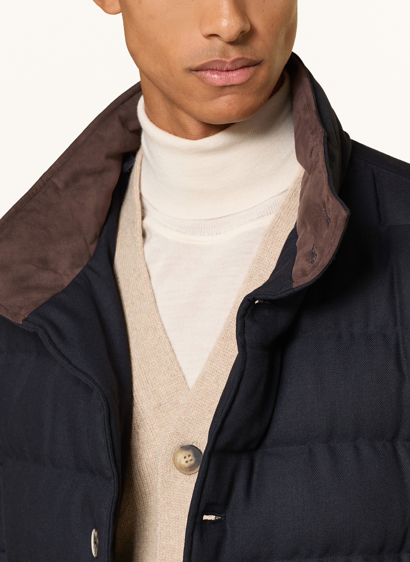 HERNO Down jacket with removable collar: DARK BLUE