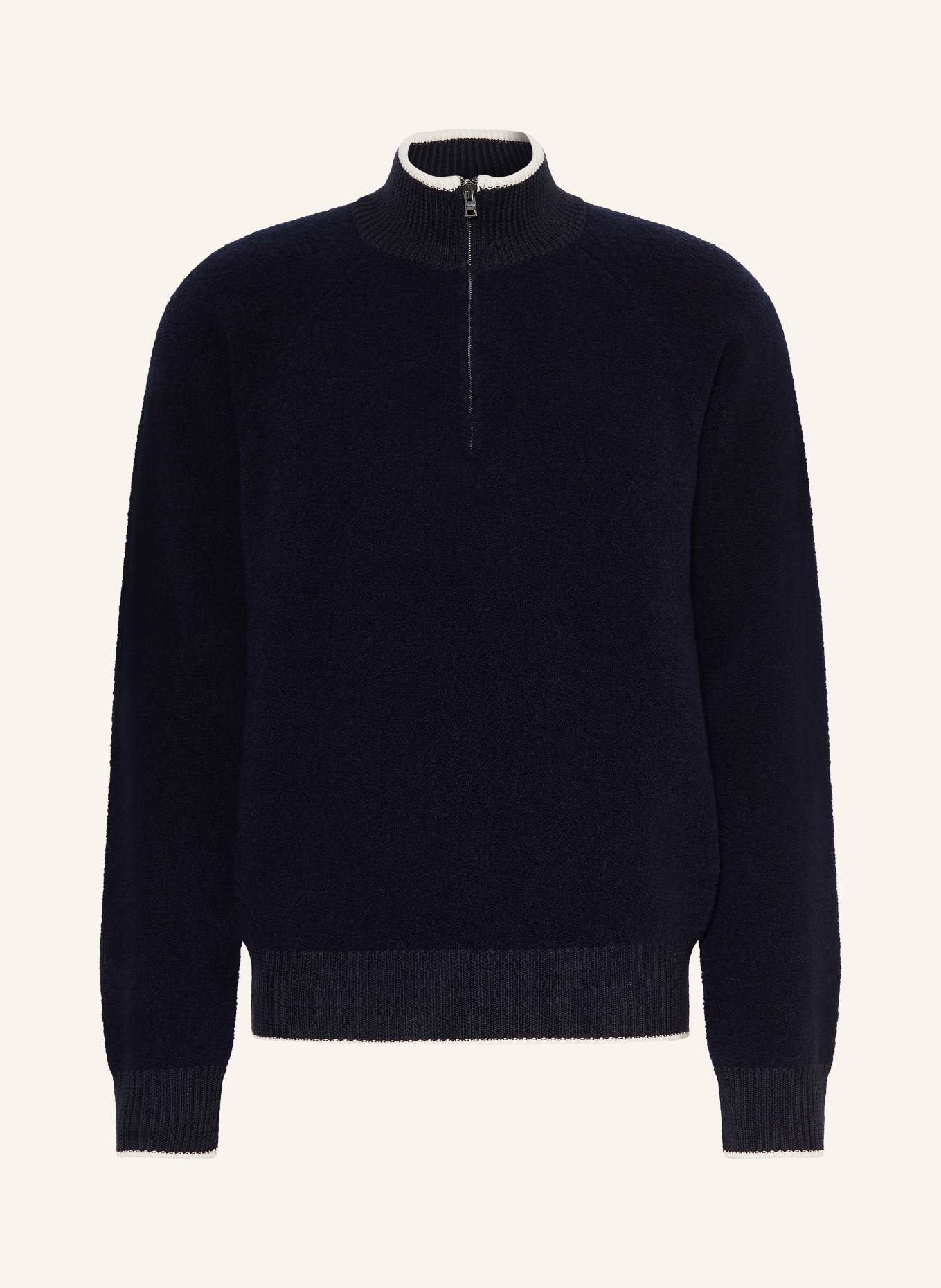 HERNO Pull col zippé: BLEU FONCÉ / BLANC