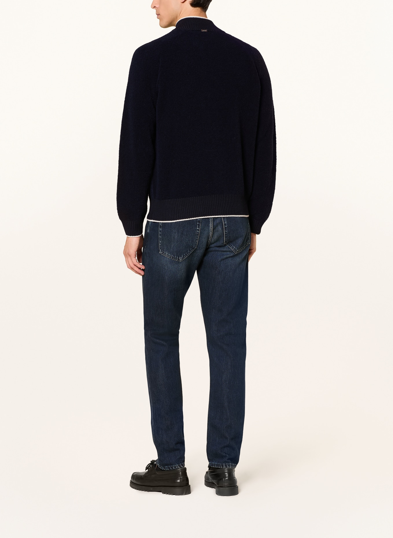HERNO Pull col zippé: BLEU FONCÉ / BLANC