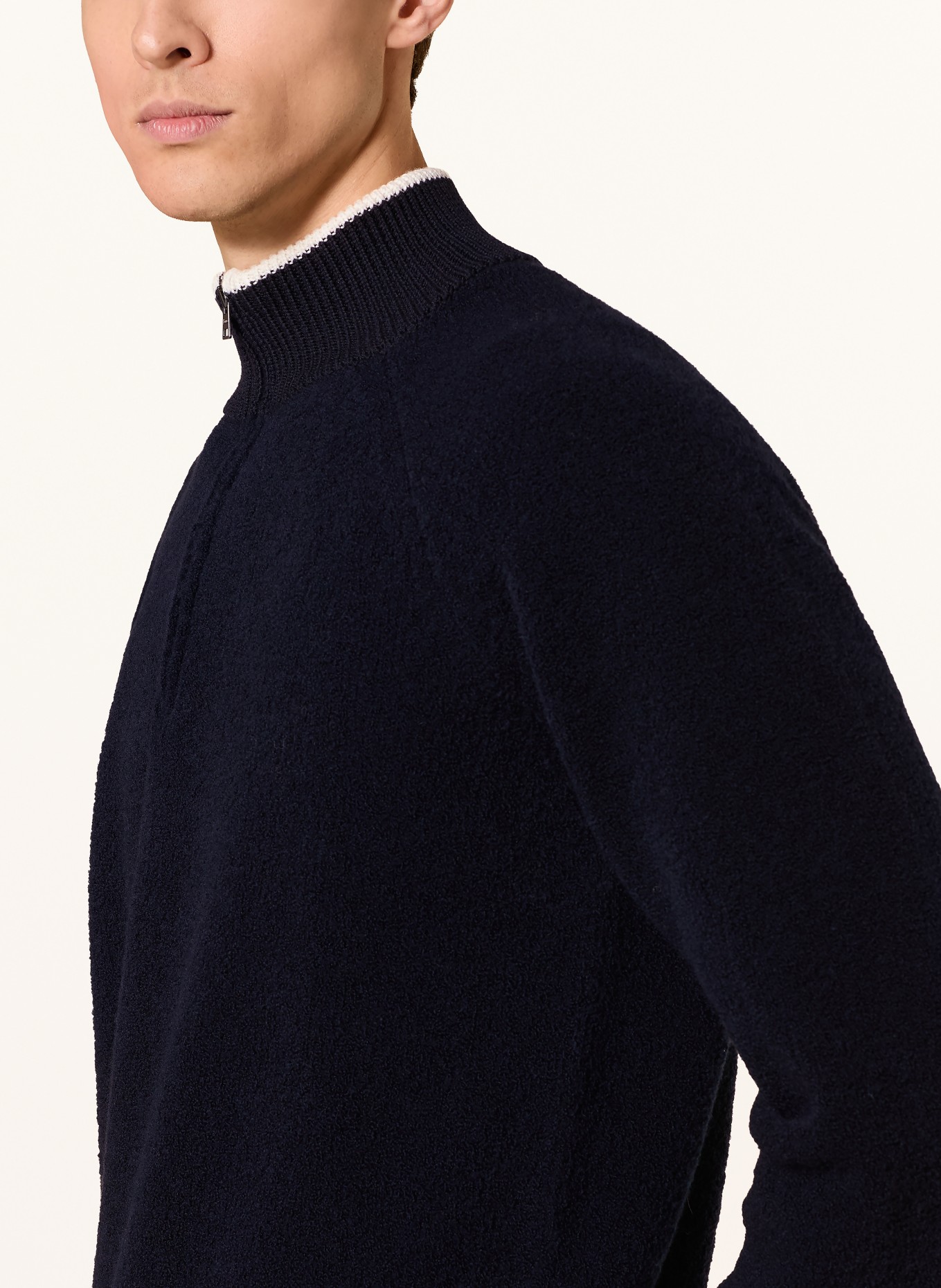 HERNO Pull col zippé: BLEU FONCÉ / BLANC