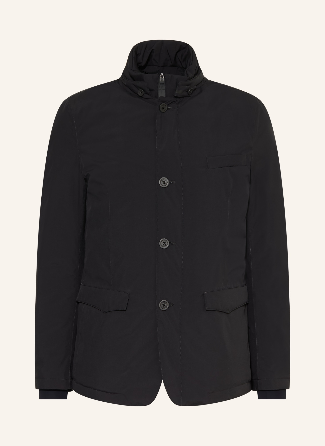 HERNO Lightweight-Daunenjacke mit herausnehmbarer Blende: SCHWARZ