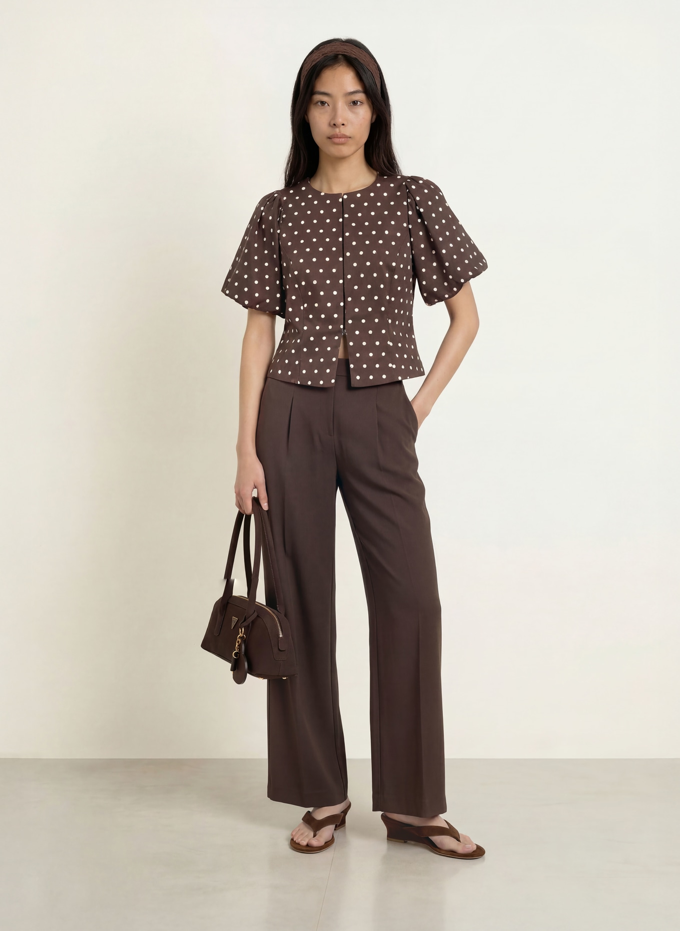 NEO NOIR Bluse ANELA: DUNKELBRAUN / HELLROSA