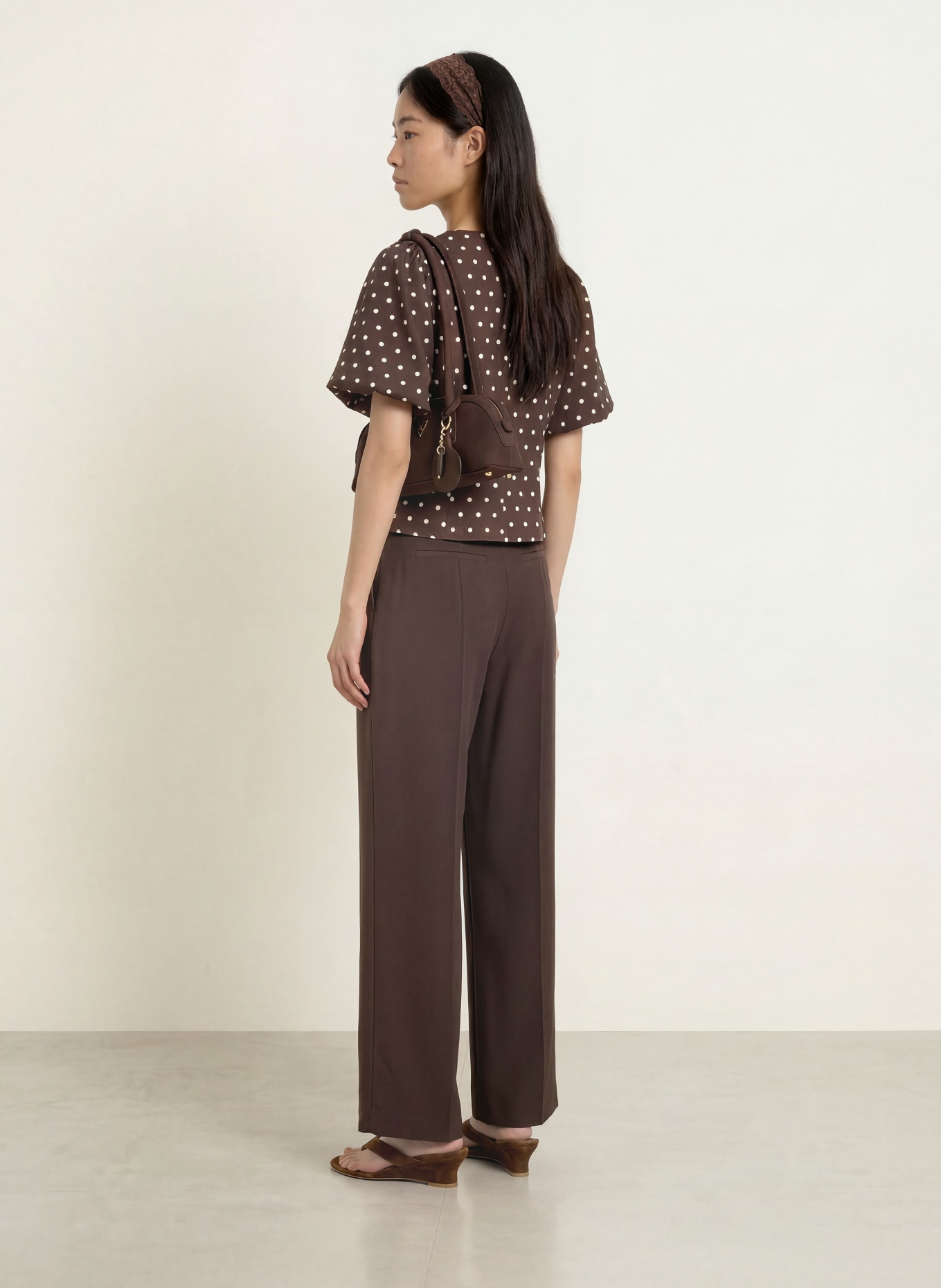 NEO NOIR Bluse ANELA: DUNKELBRAUN / HELLROSA