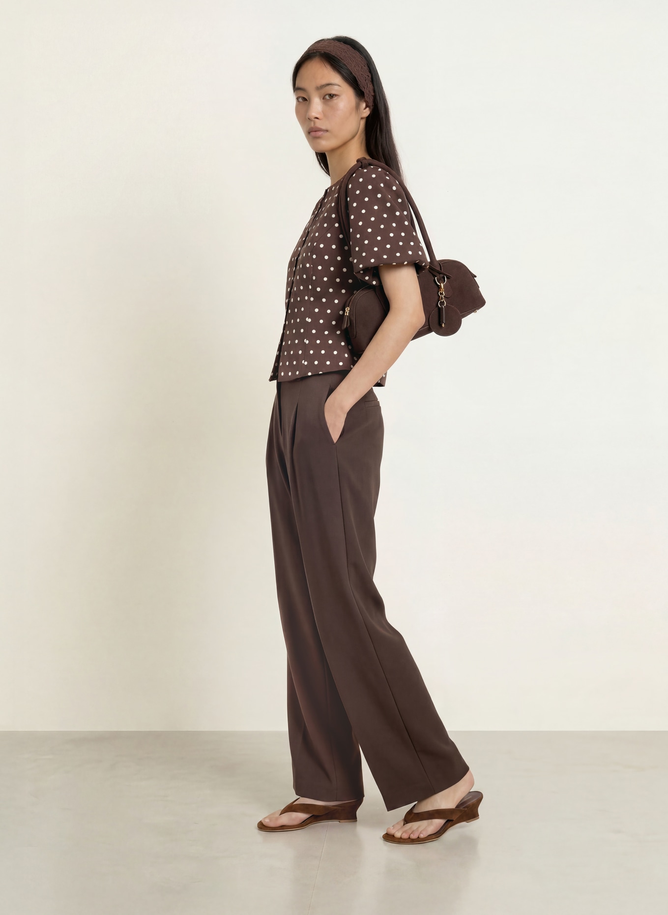 NEO NOIR Bluse ANELA: DUNKELBRAUN / HELLROSA
