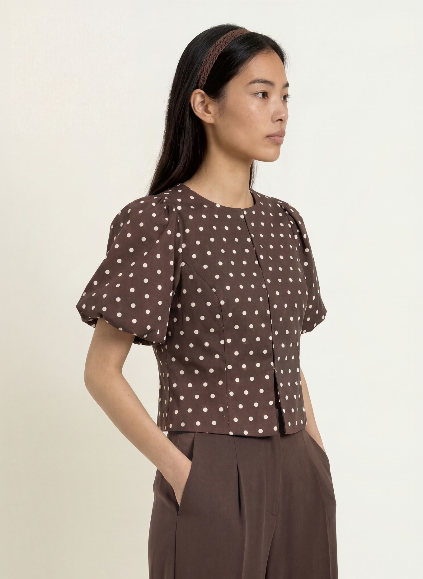 NEO NOIR Bluse ANELA: DUNKELBRAUN / HELLROSA