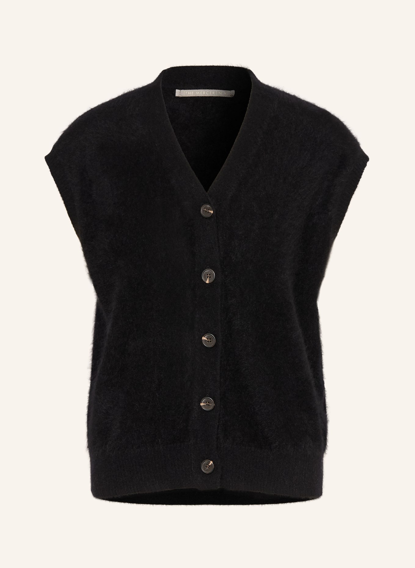 (THE MERCER) N.Y. Gebreid vest van kasjmier: ZWART