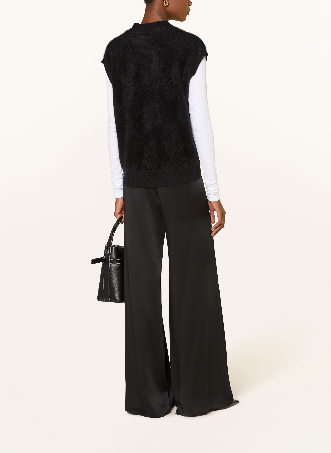 (THE MERCER) N.Y. Gebreid vest van kasjmier: ZWART