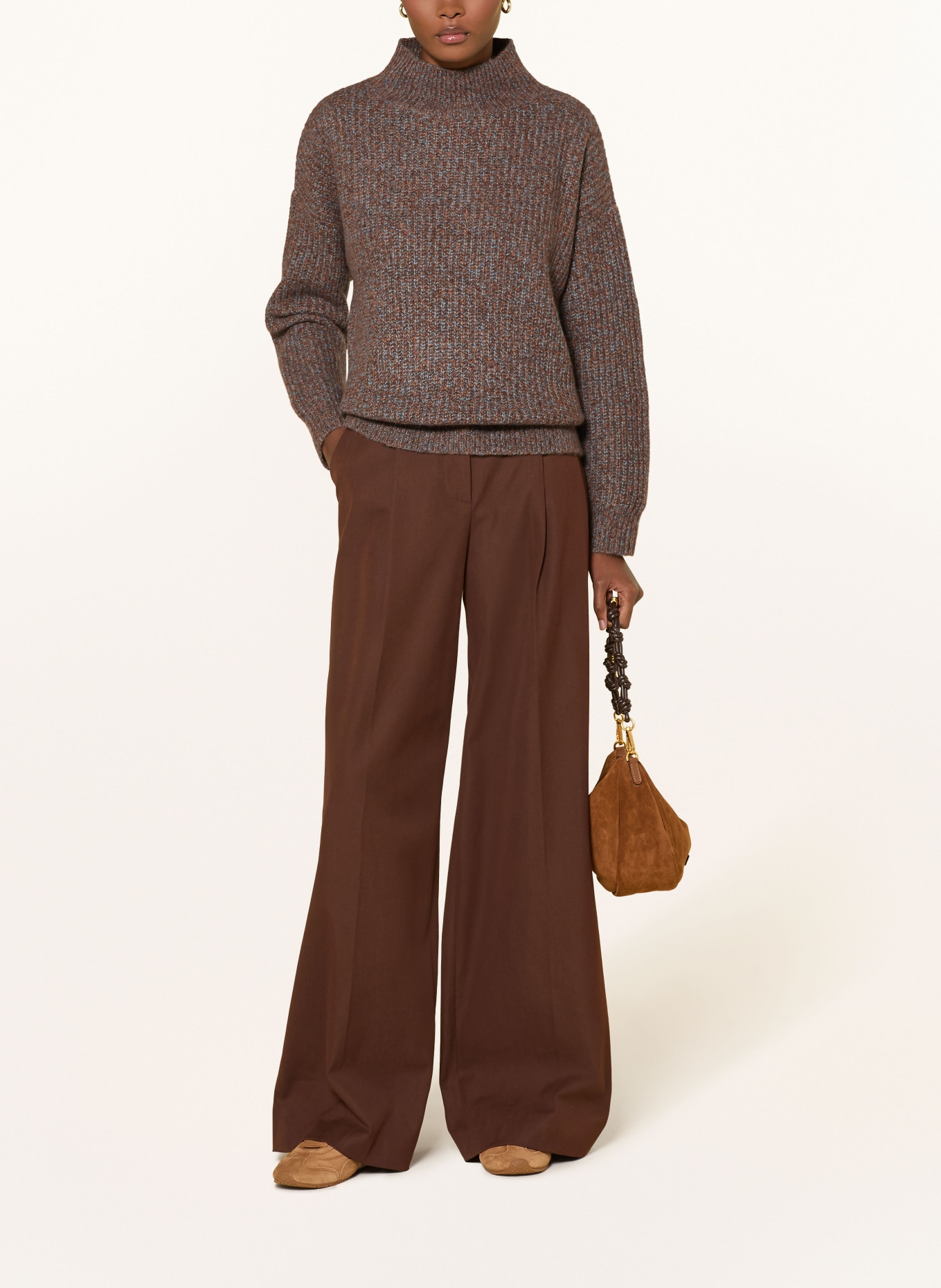 (THE MERCER) N.Y. Cashmere Sweater: BROWN / BLUE GRAY / WHITE