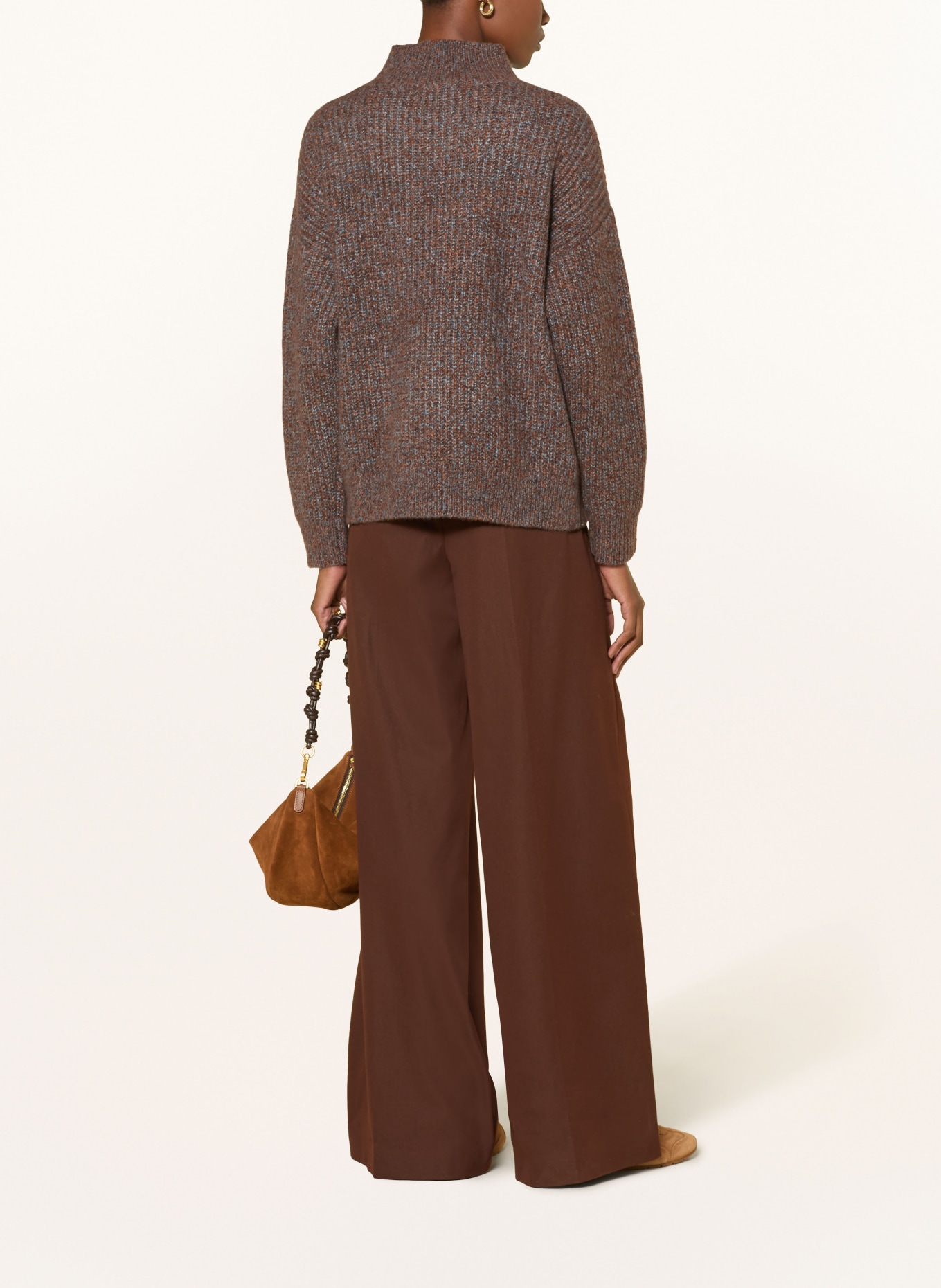 (THE MERCER) N.Y. Cashmere Sweater: BROWN / BLUE GRAY / WHITE