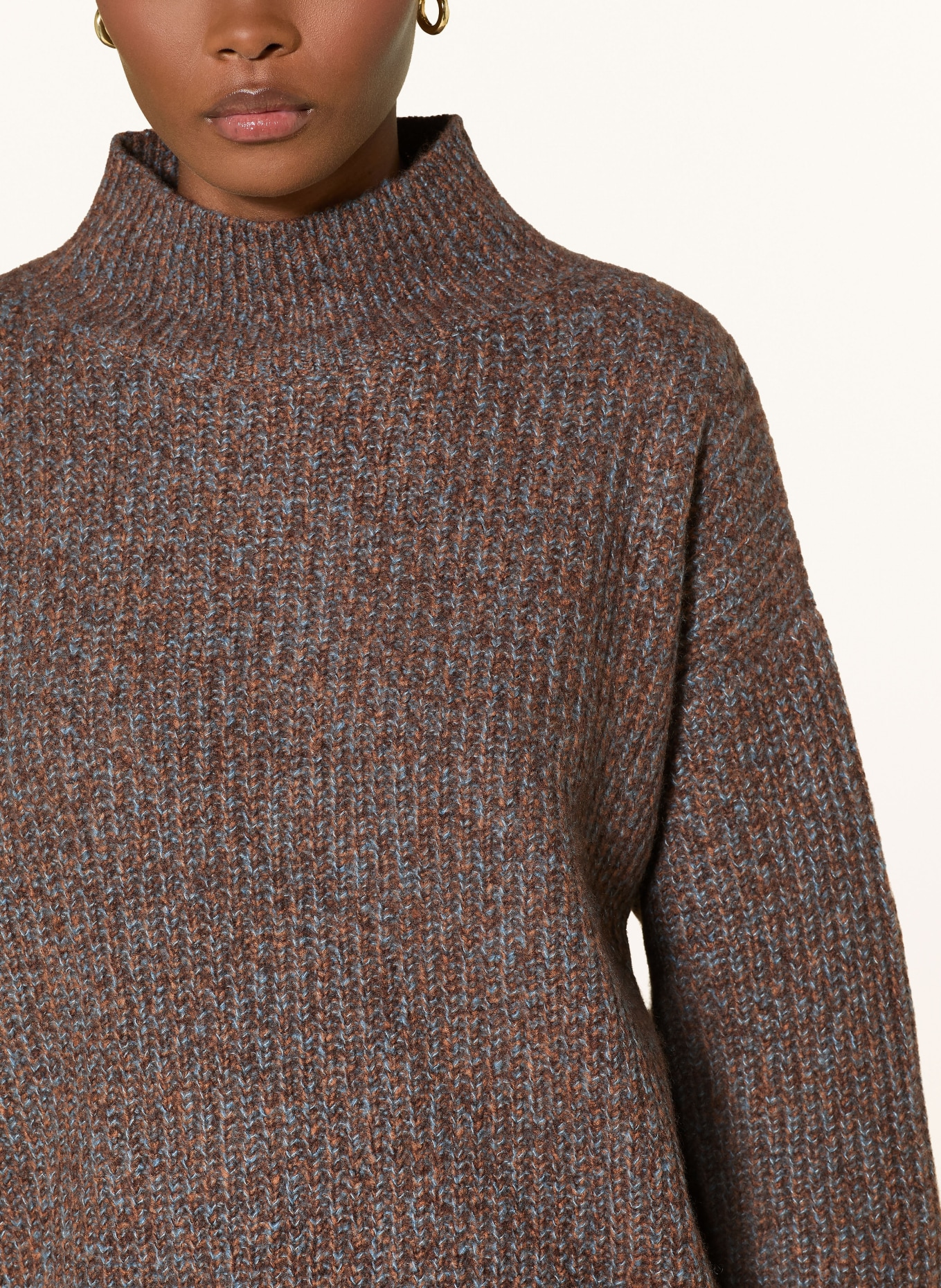 (THE MERCER) N.Y. Cashmere Sweater: BROWN / BLUE GRAY / WHITE