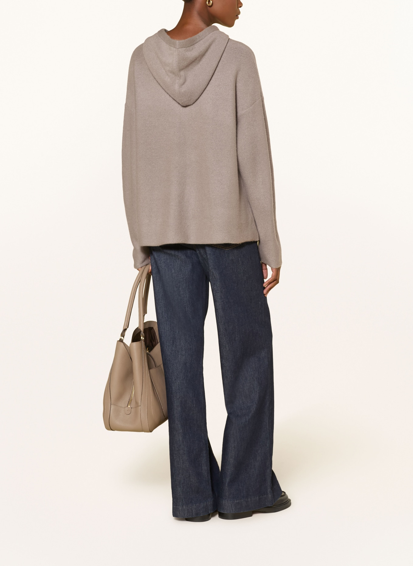 (THE MERCER) N.Y. Gebreide Hoodie van kasjmier: TAUPE