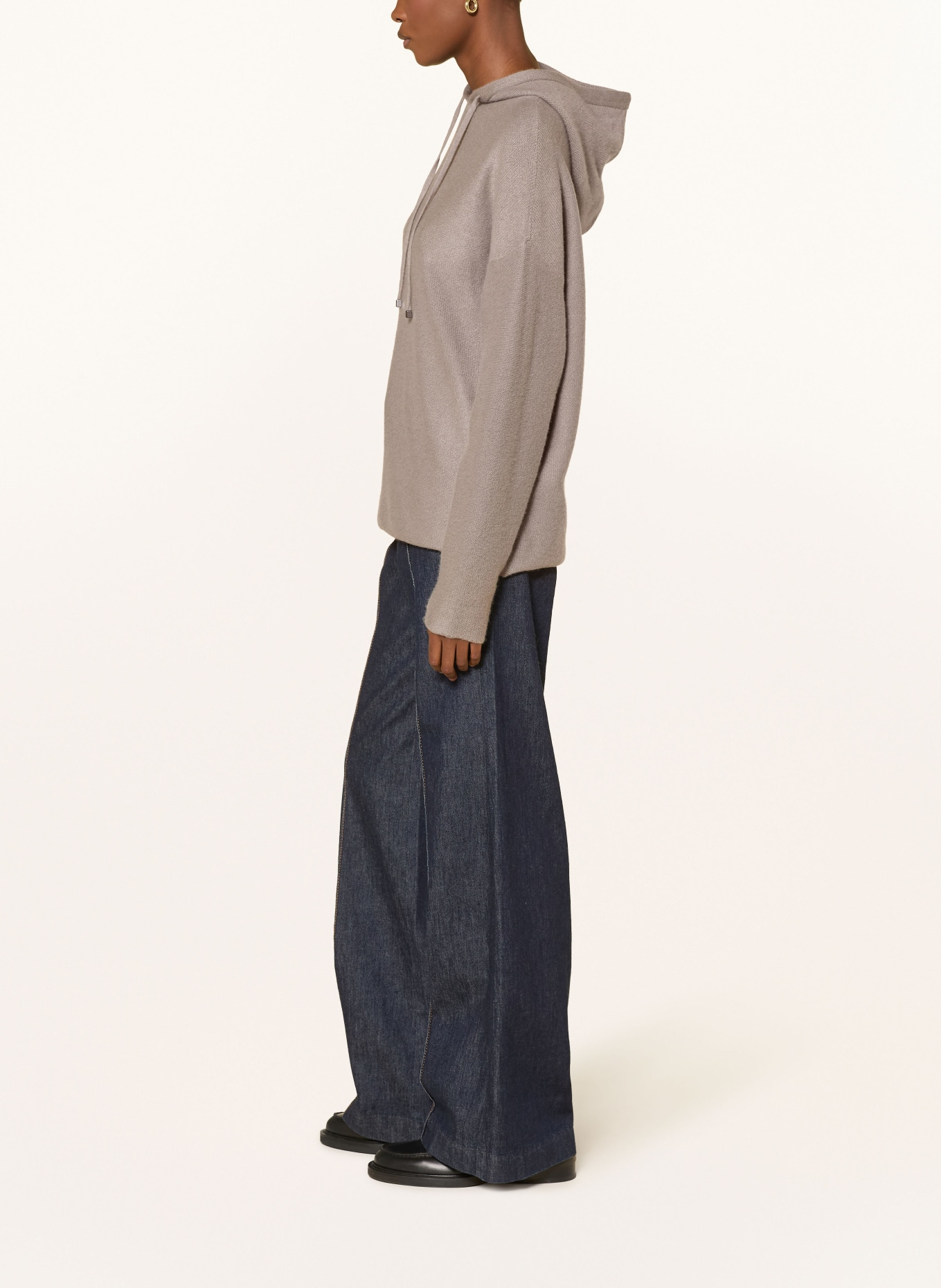 (THE MERCER) N.Y. Gebreide Hoodie van kasjmier: TAUPE