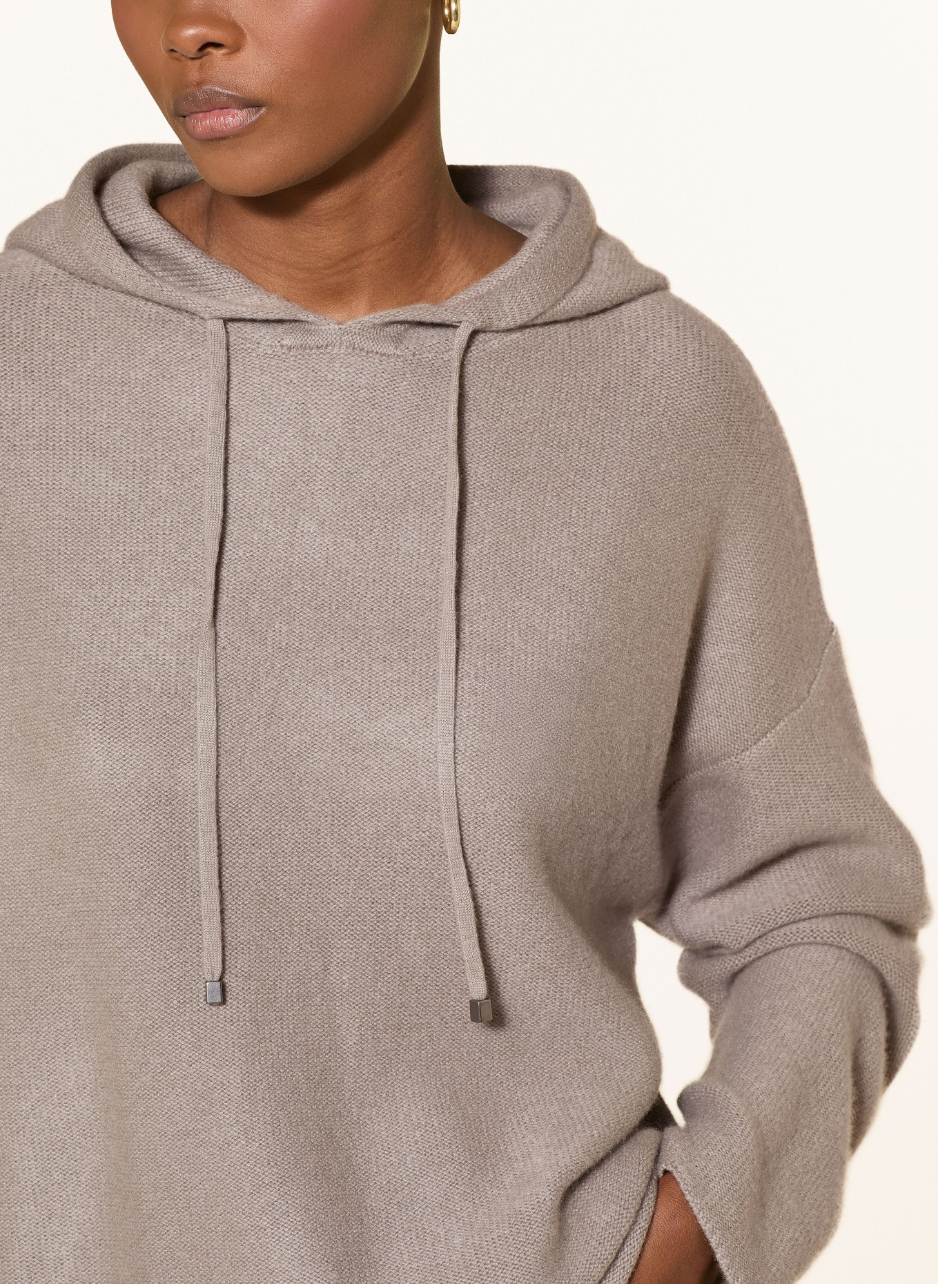 (THE MERCER) N.Y. Gebreide Hoodie van kasjmier: TAUPE