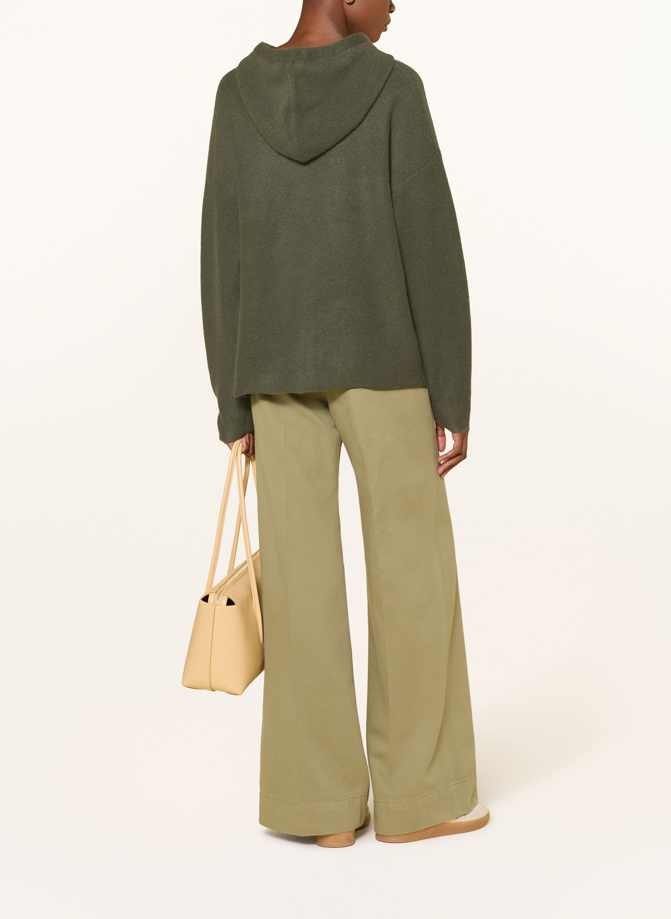 (THE MERCER) N.Y. Gebreide Hoodie van kasjmier: OLIJF