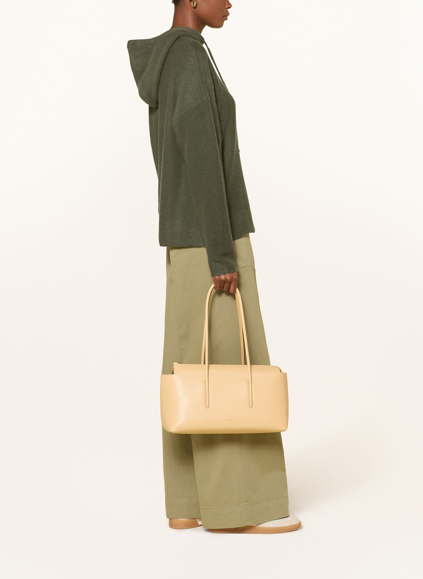 (THE MERCER) N.Y. Gebreide Hoodie van kasjmier: OLIJF
