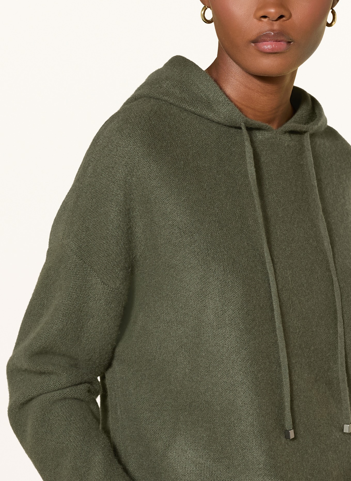 (THE MERCER) N.Y. Gebreide Hoodie van kasjmier: OLIJF