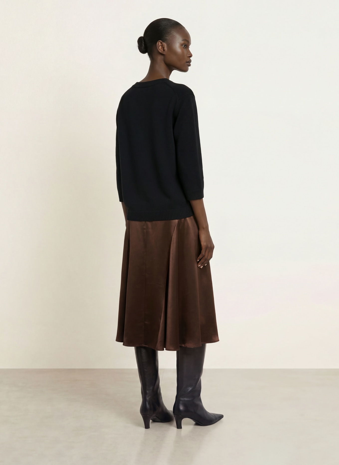 (THE MERCER) N.Y. Cashmere-Pullover mit 3/4-Arm: SCHWARZ