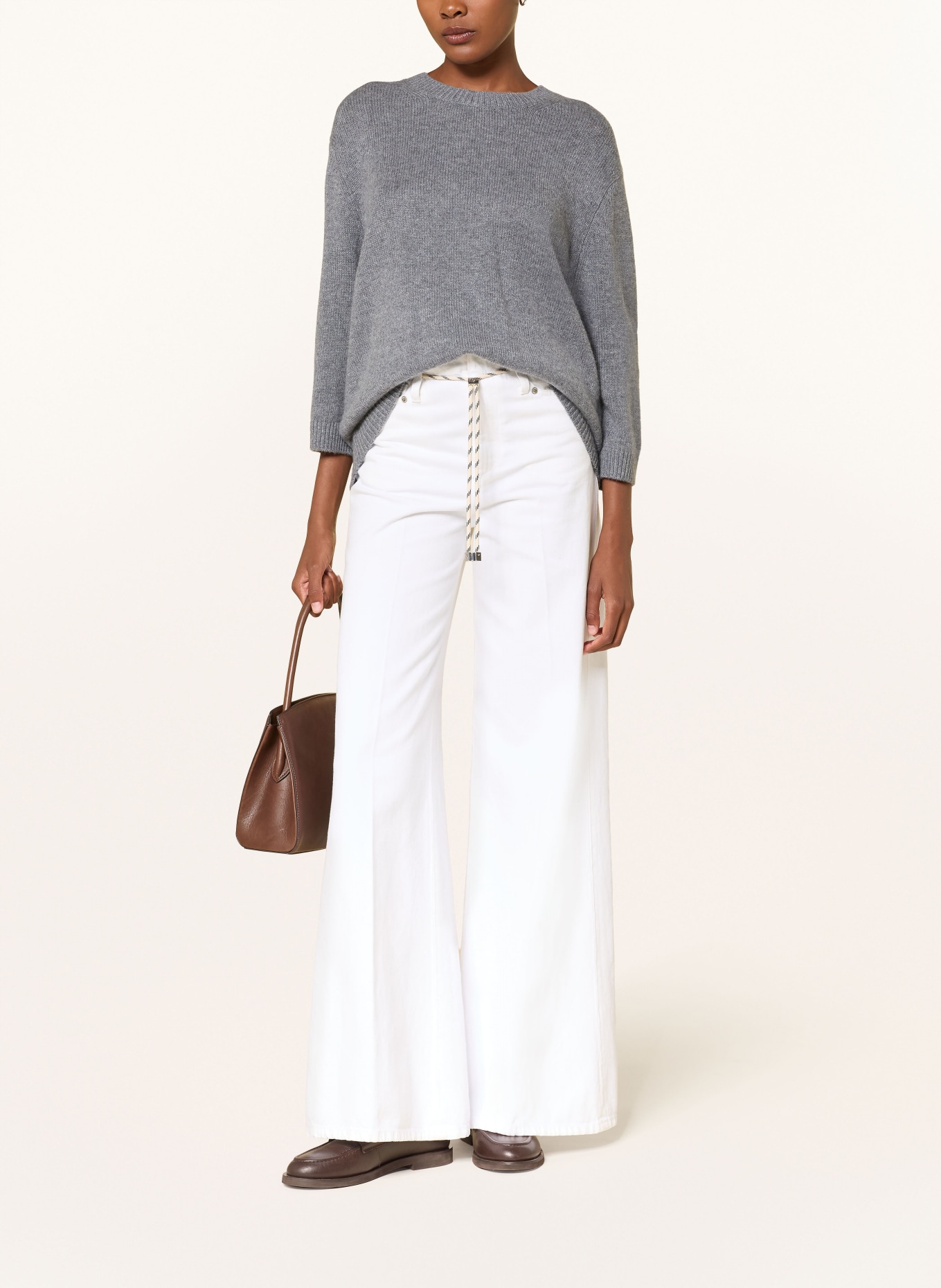 (THE MERCER) N.Y. Cashmere-Pullover mit 3/4-Arm: HELLGRAU