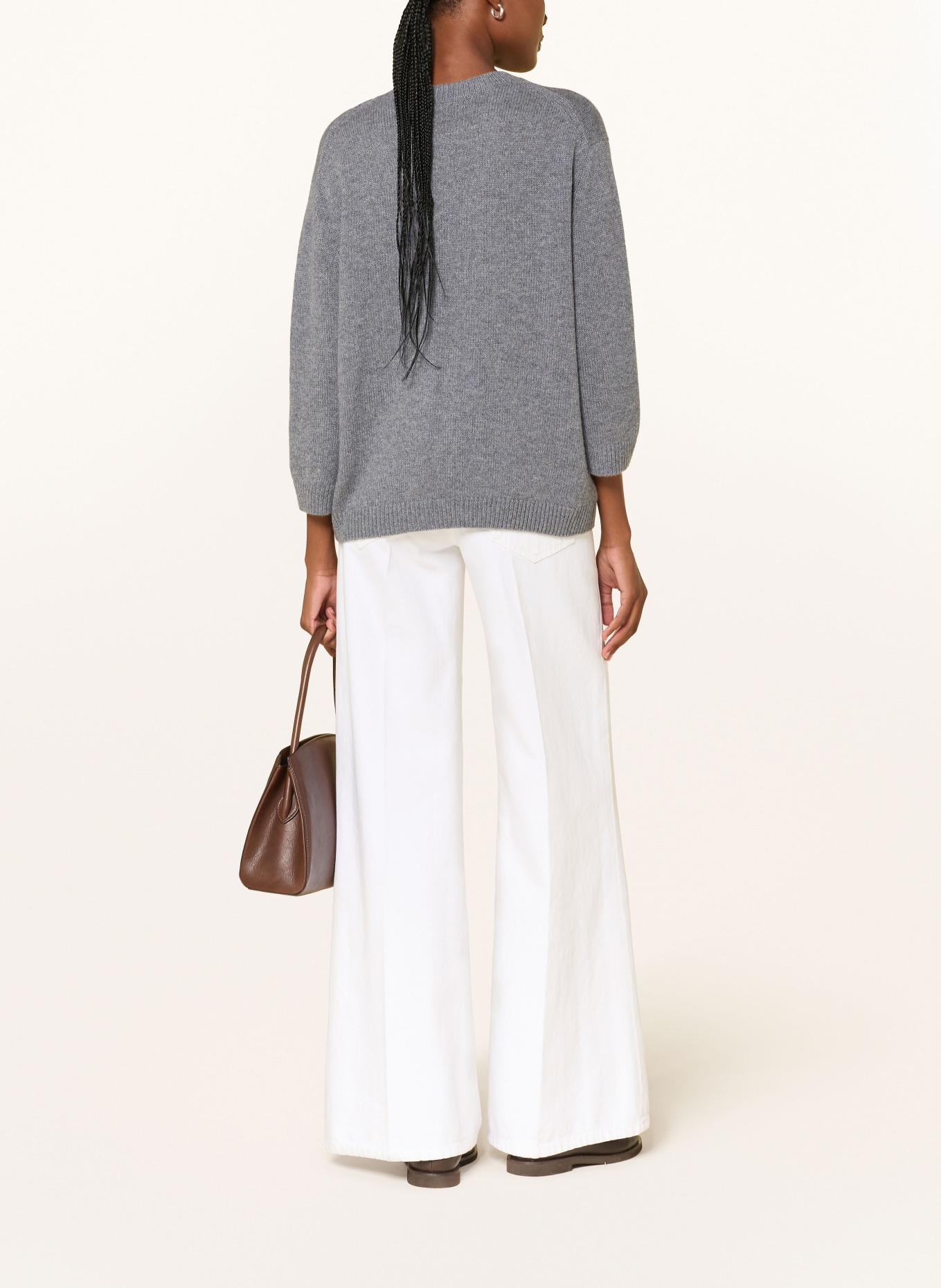 (THE MERCER) N.Y. Cashmere-Pullover mit 3/4-Arm: HELLGRAU