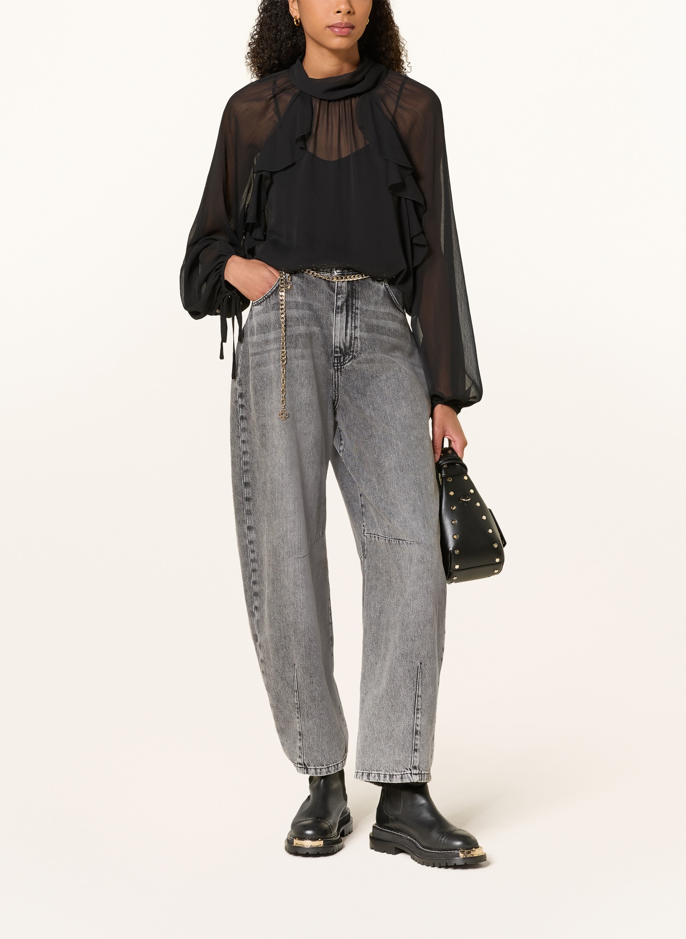MRS & HUGS Barrel Jeans: GREY