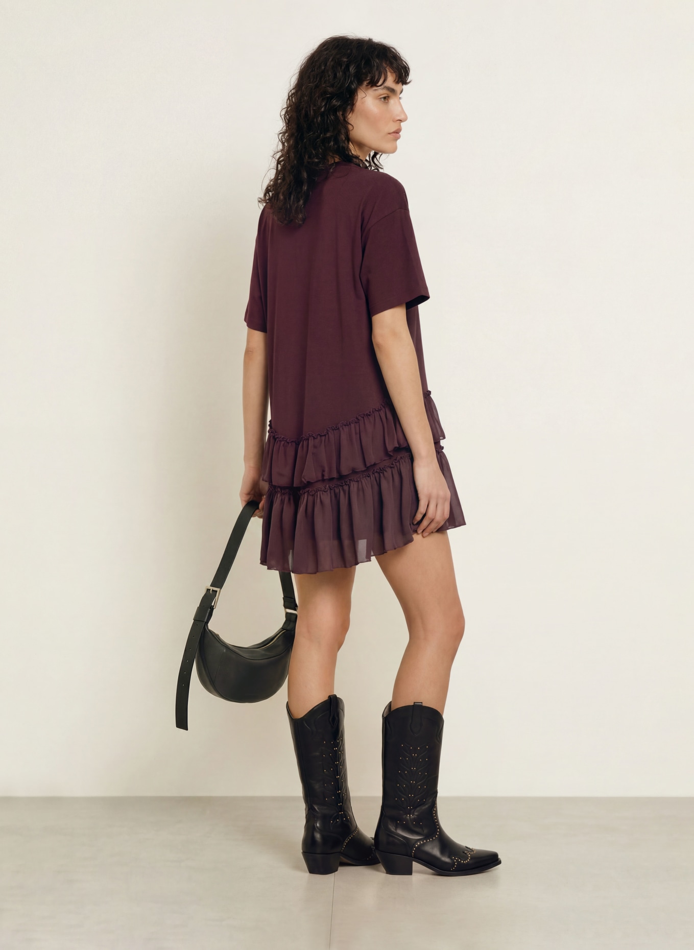 ALLSAINTS Rochie din jersey FEYRE din material mixt: ROȘU ÎNCHIS