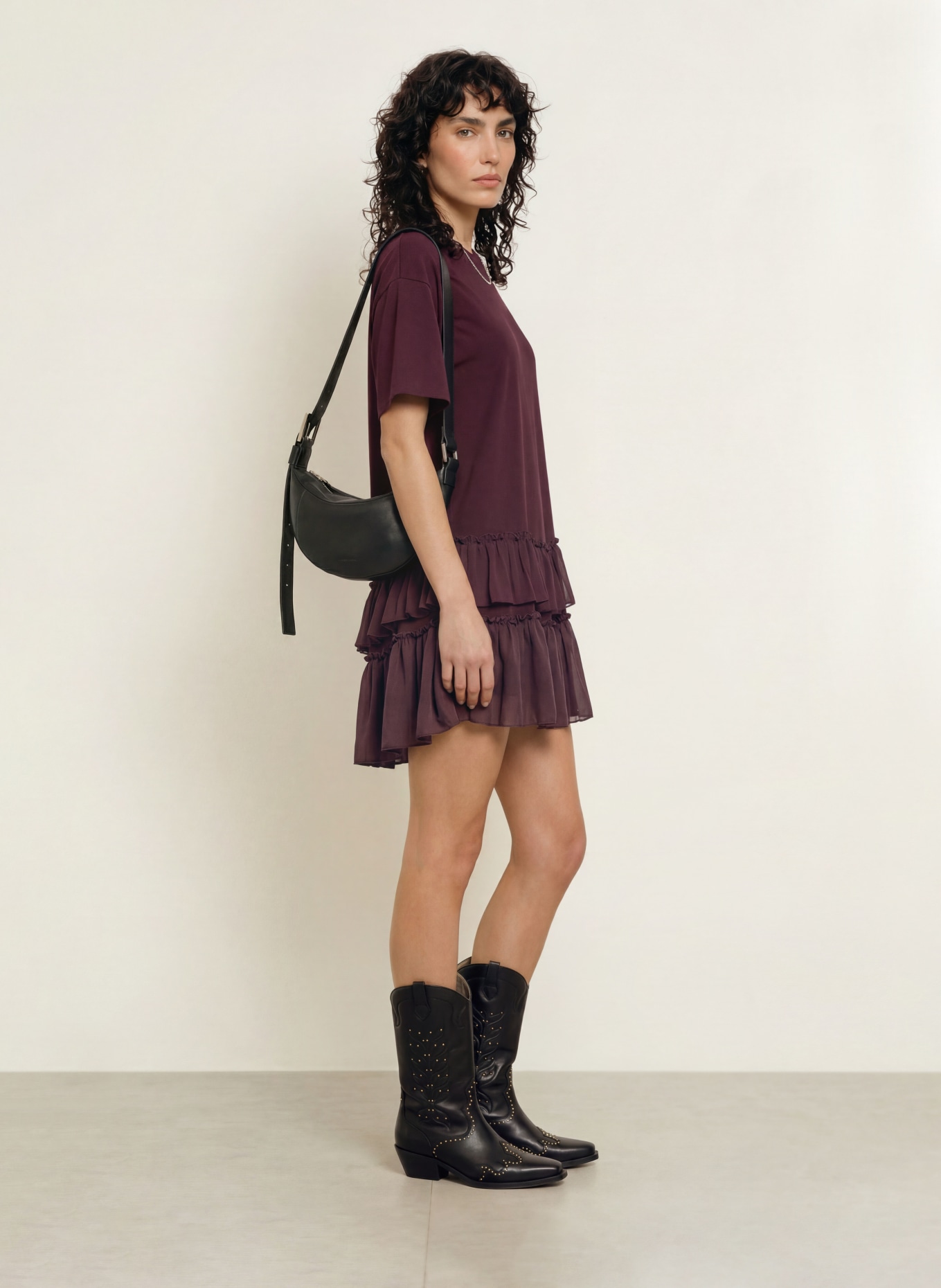 ALLSAINTS Rochie din jersey FEYRE din material mixt: ROȘU ÎNCHIS